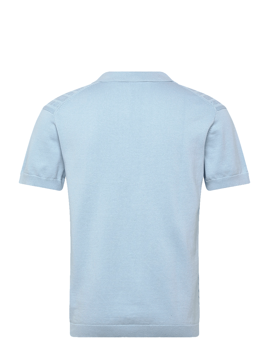 Lindbergh - Knitted S/S cable v-neck polo - polostrik - sky blue - 2
