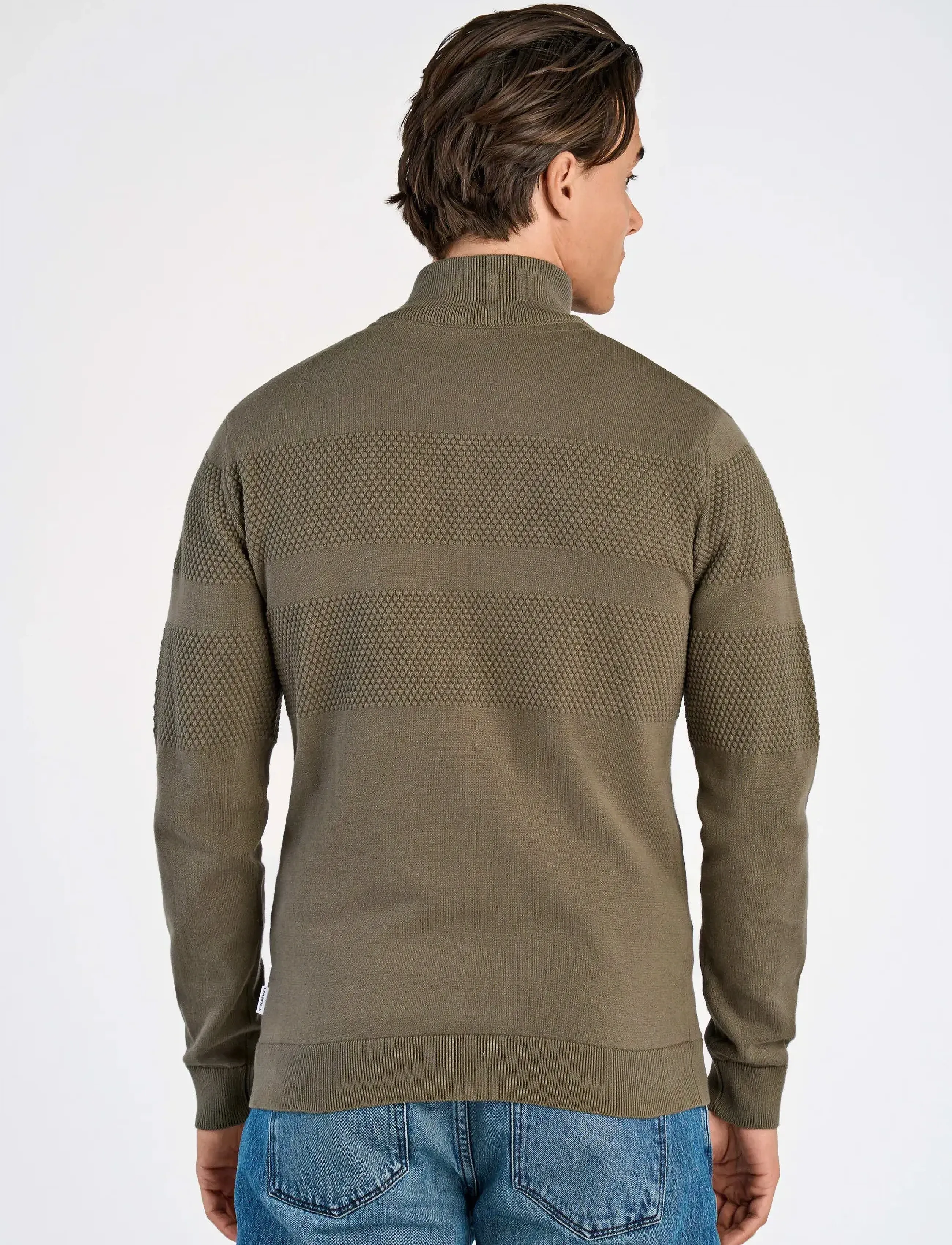 Lindbergh - Zip through purl cardigan - fødselsdagsgaver - army - 4