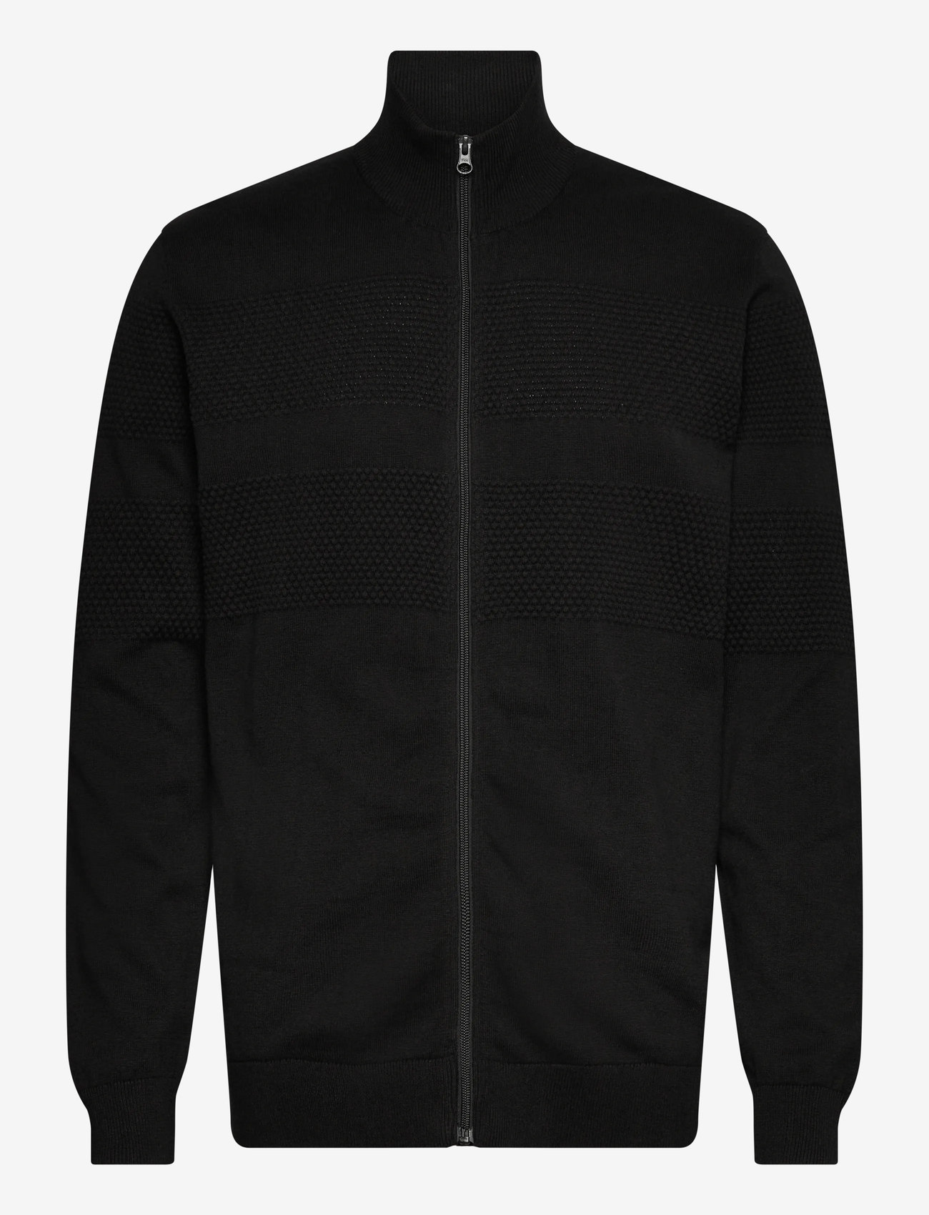 Lindbergh - Zip through purl cardigan - höstkläder - black - 0