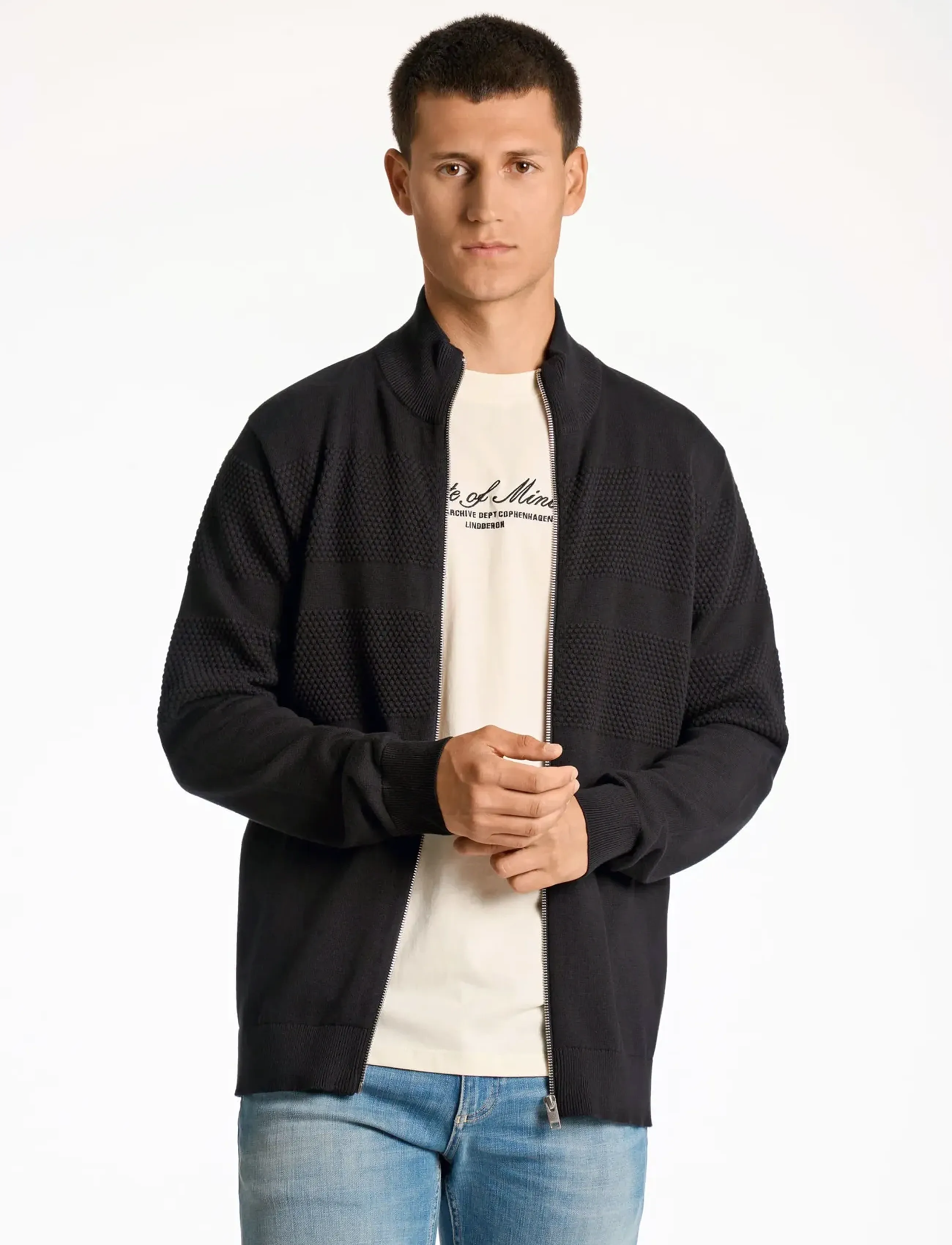 Lindbergh - Zip through purl cardigan - fødselsdagsgaver - black - 4
