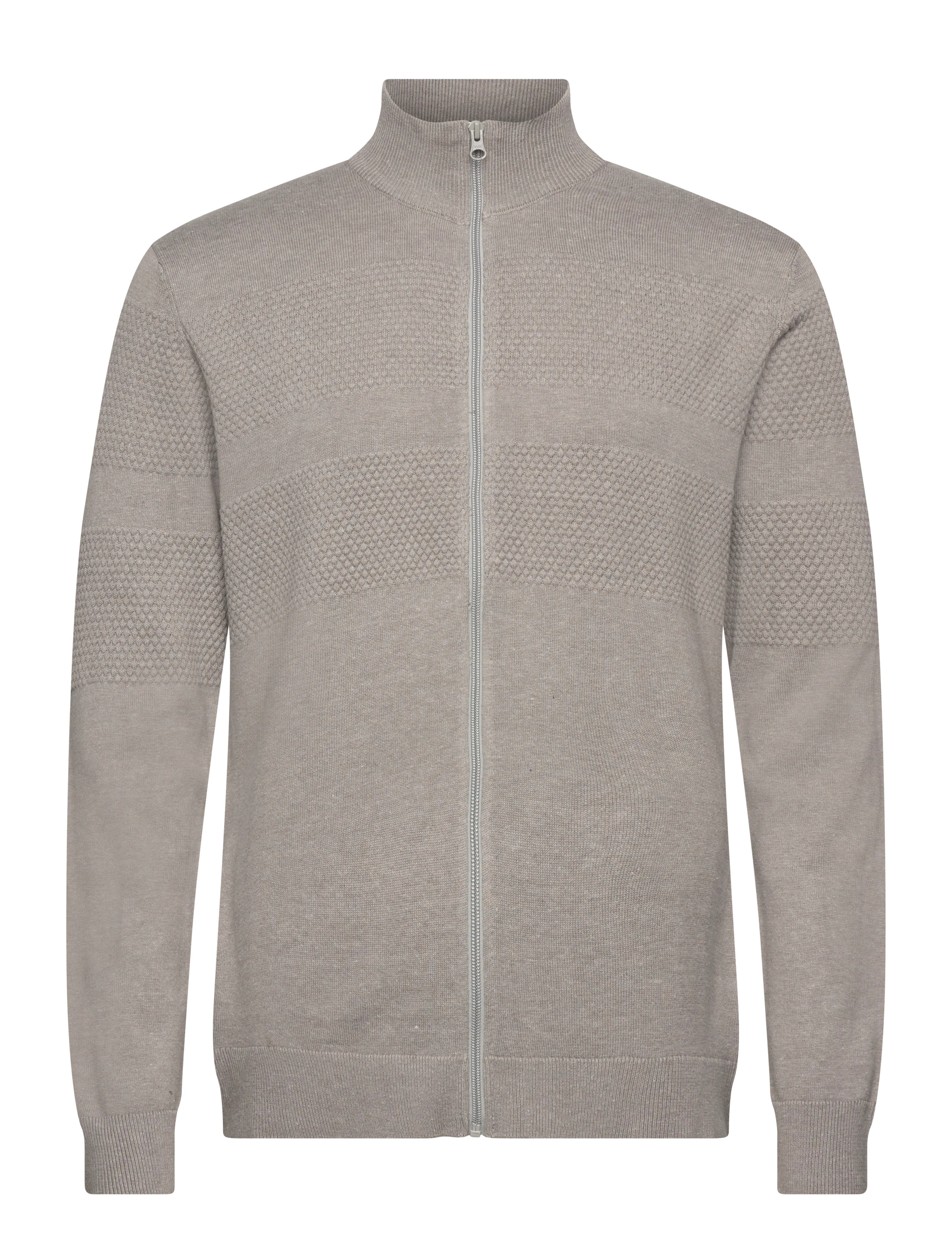 Lindbergh Zip through purl cardigan - Kleding - GREY MEL / grey
