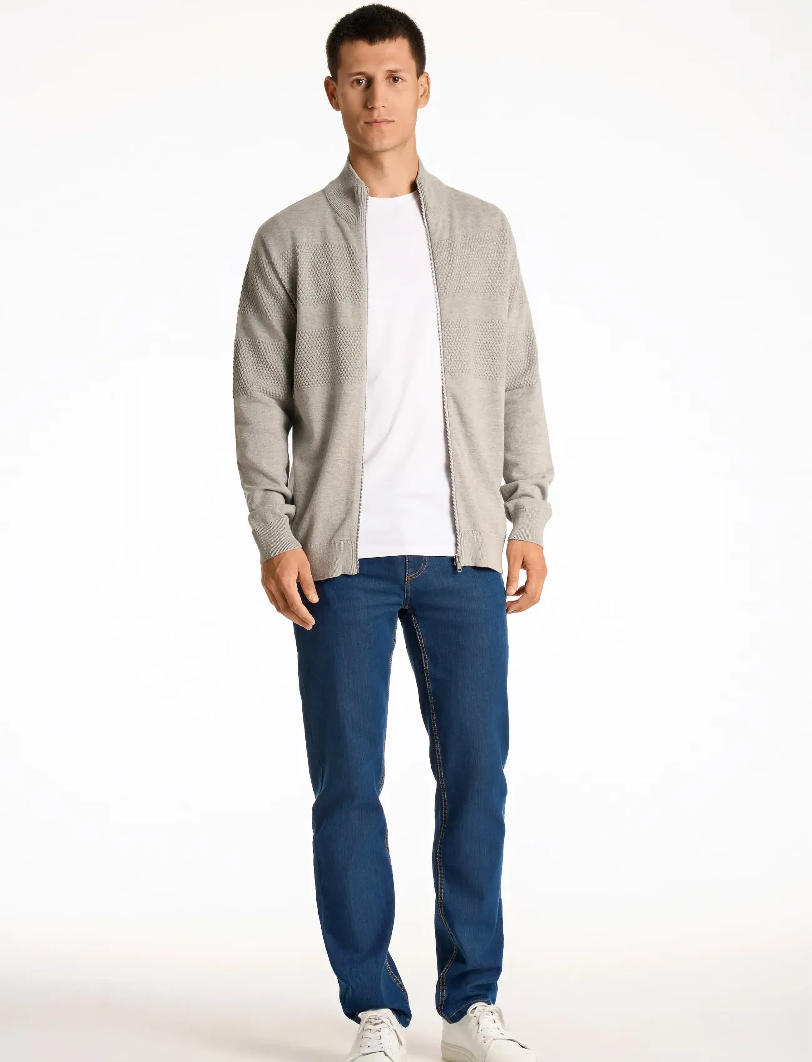 Lindbergh - Zip through purl cardigan - fødselsdagsgaver - grey mel - 0