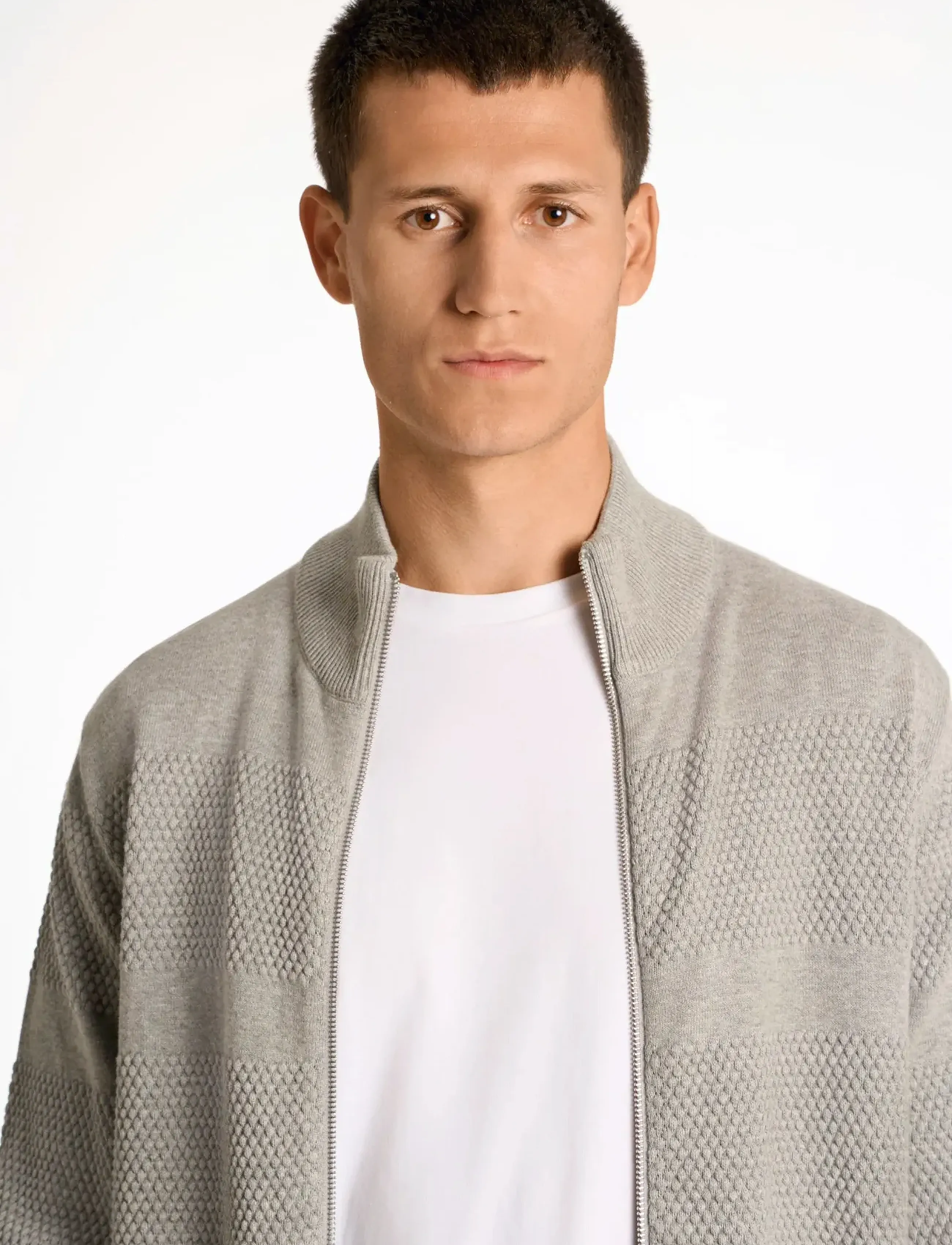 Lindbergh - Zip through purl cardigan - fødselsdagsgaver - grey mel - 3