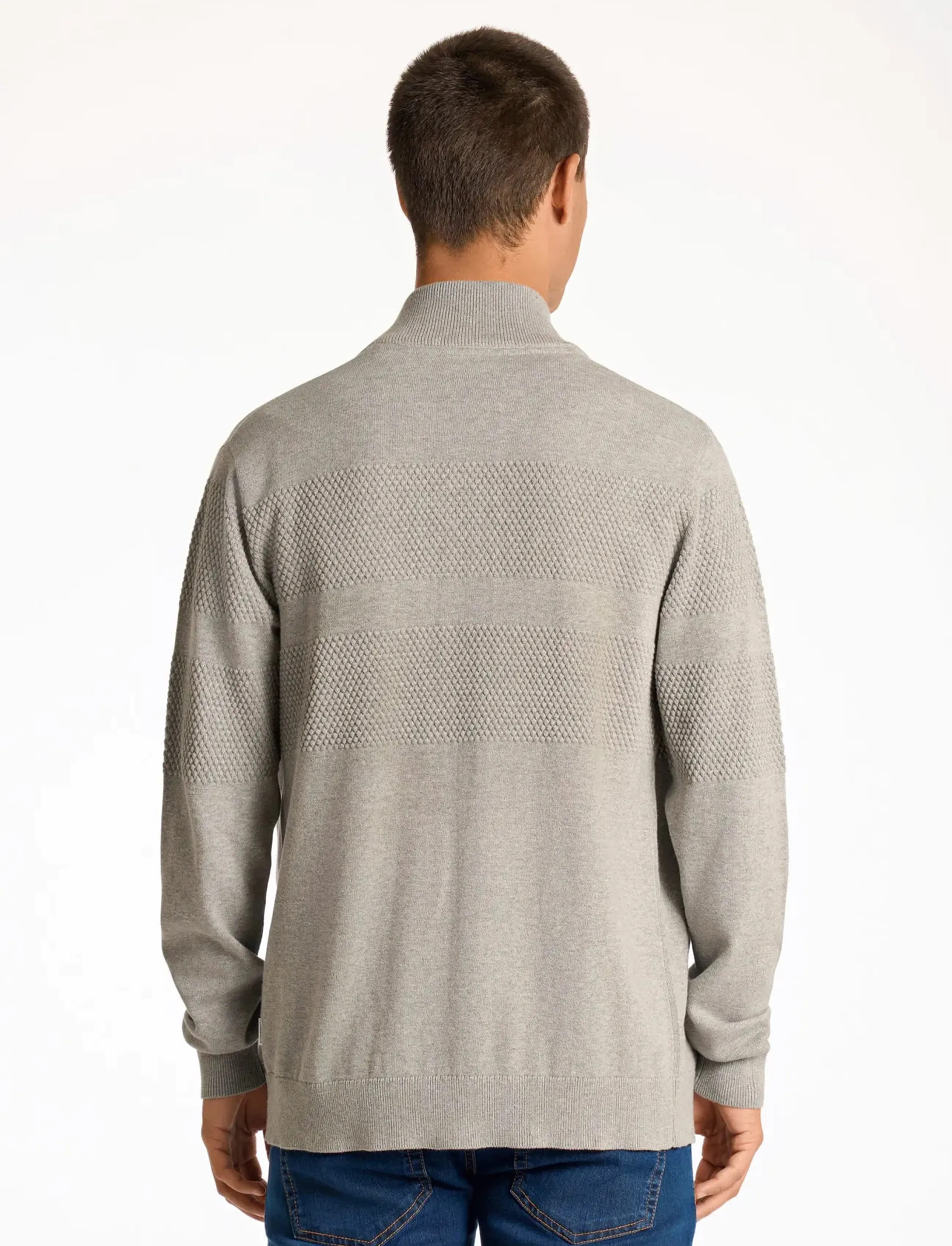 Lindbergh - Zip through purl cardigan - fødselsdagsgaver - grey mel - 4