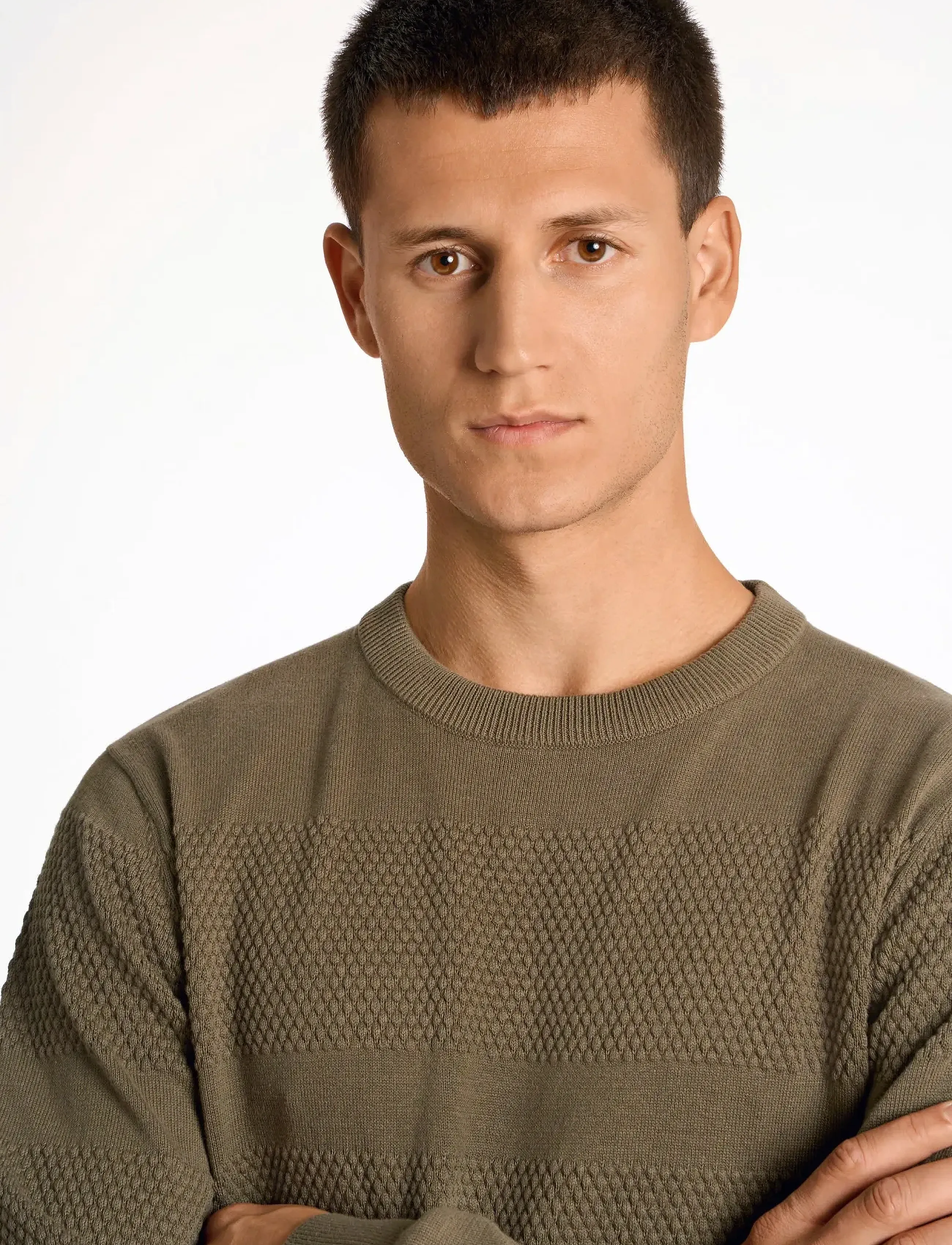Lindbergh - Purl knit o-neck jumper - podstawowa odzież z dzianiny - army - 3