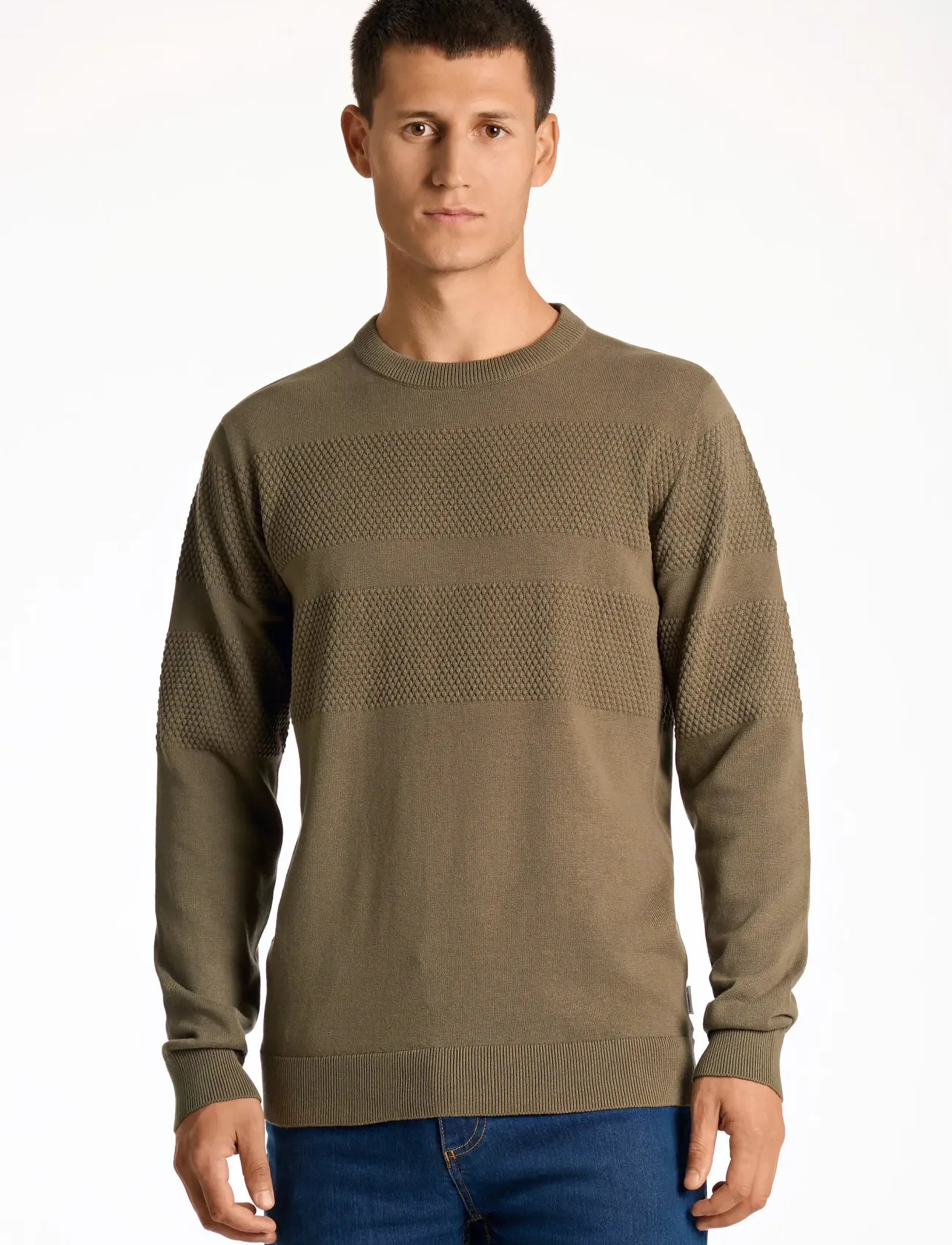 Lindbergh - Purl knit o-neck jumper - podstawowa odzież z dzianiny - army - 5