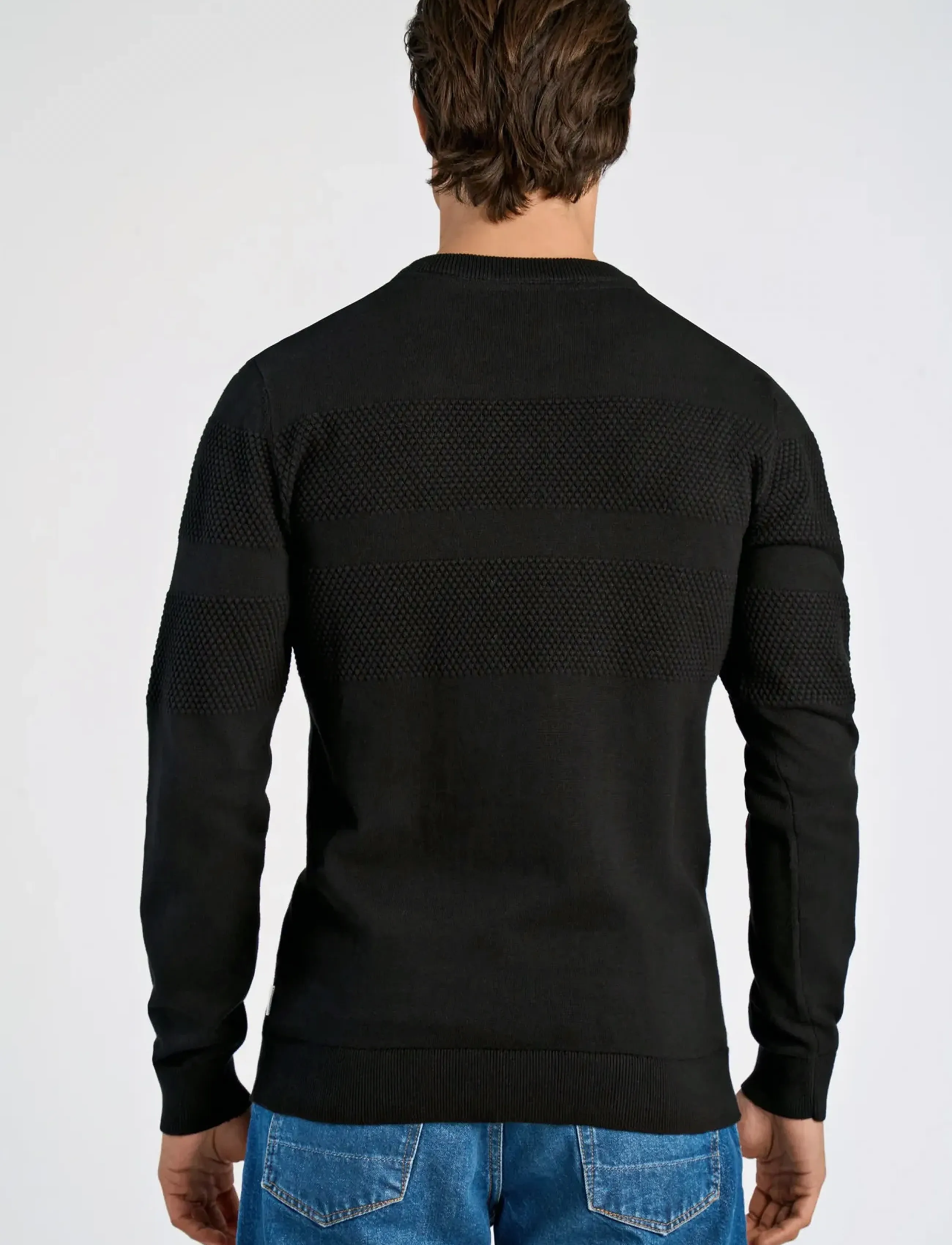 Lindbergh - Purl knit o-neck jumper - strik - black - 4