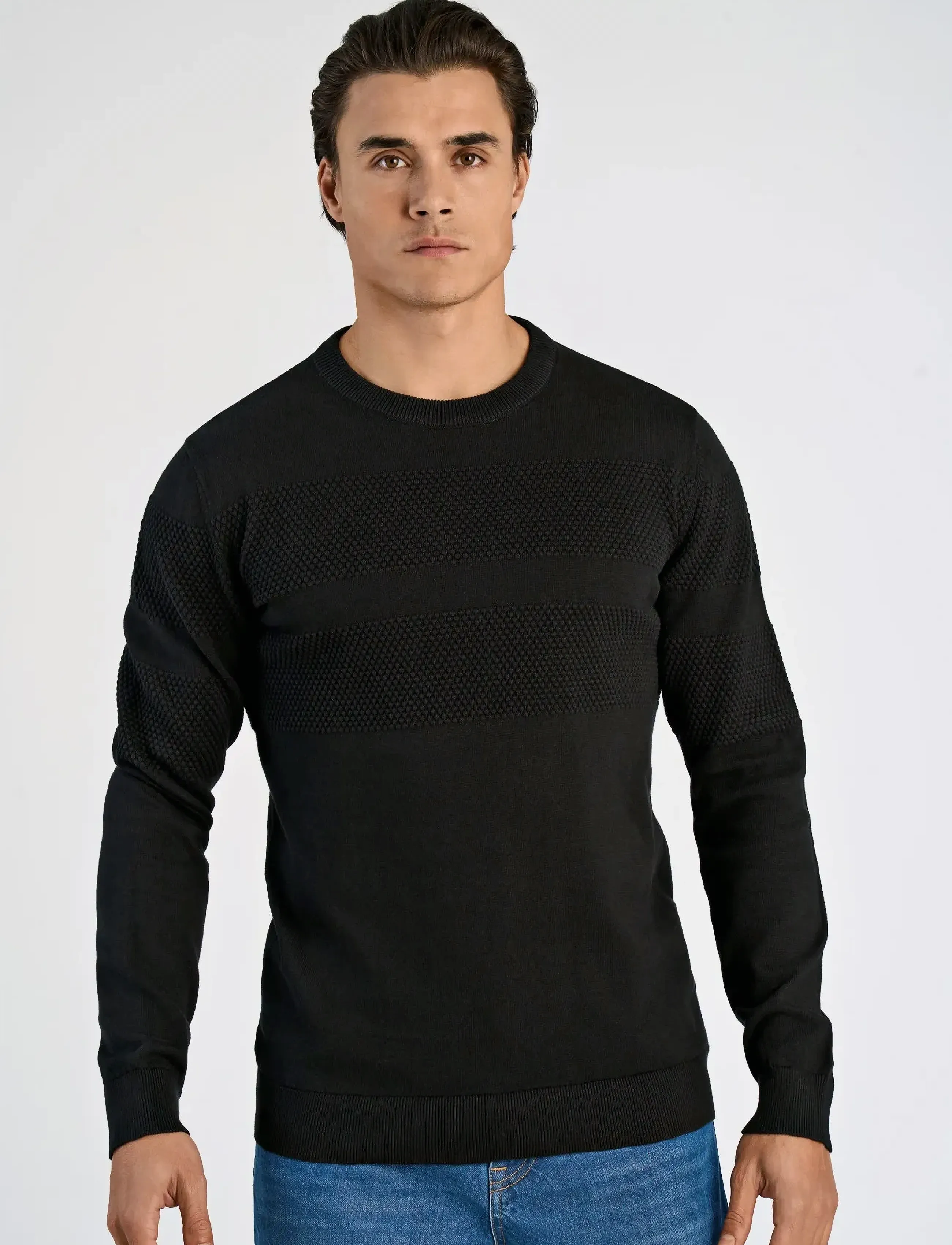 Lindbergh - Purl knit o-neck jumper - strik - black - 5