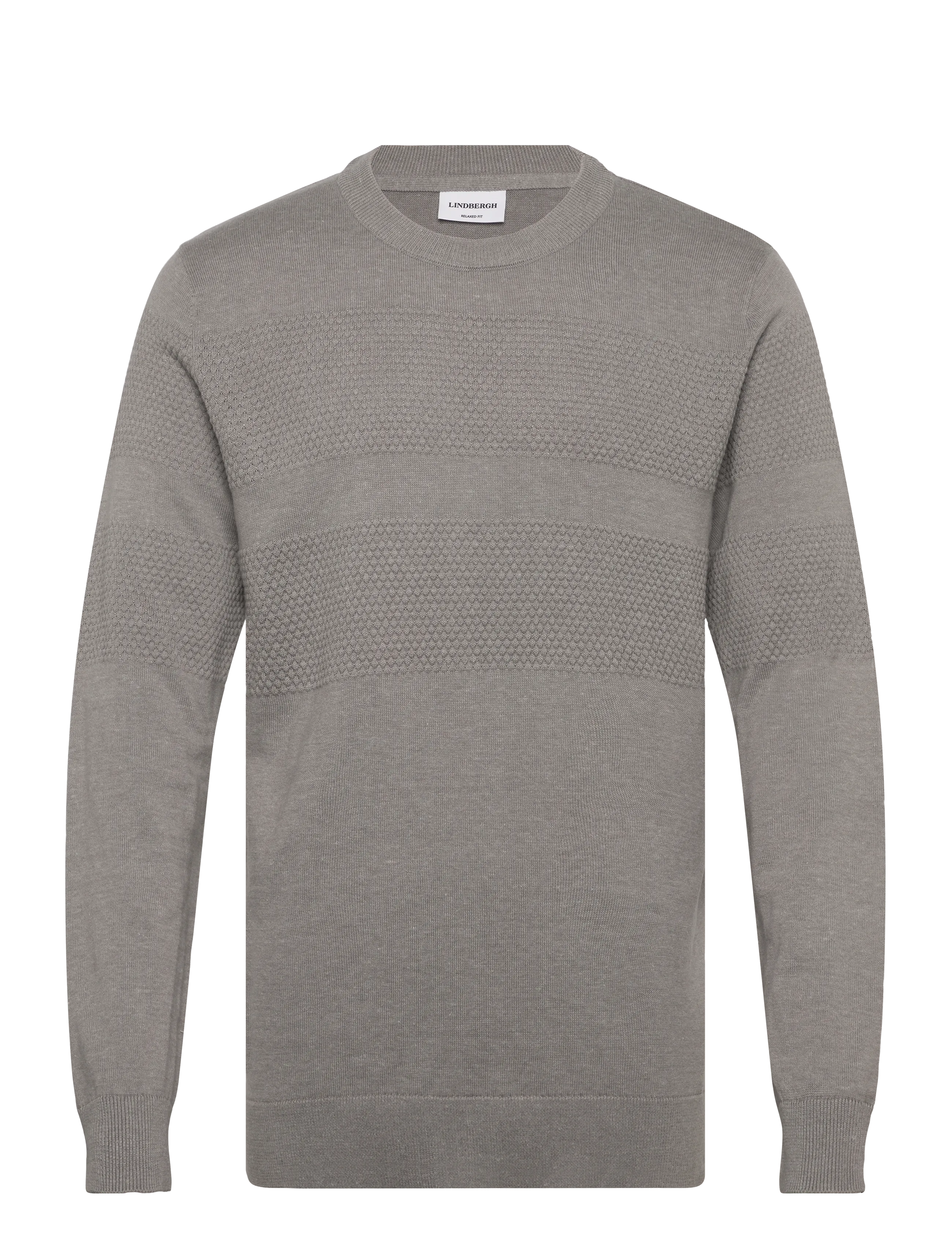 Lindbergh Purl knit o-neck jumper - Strik - GREY MEL / grey