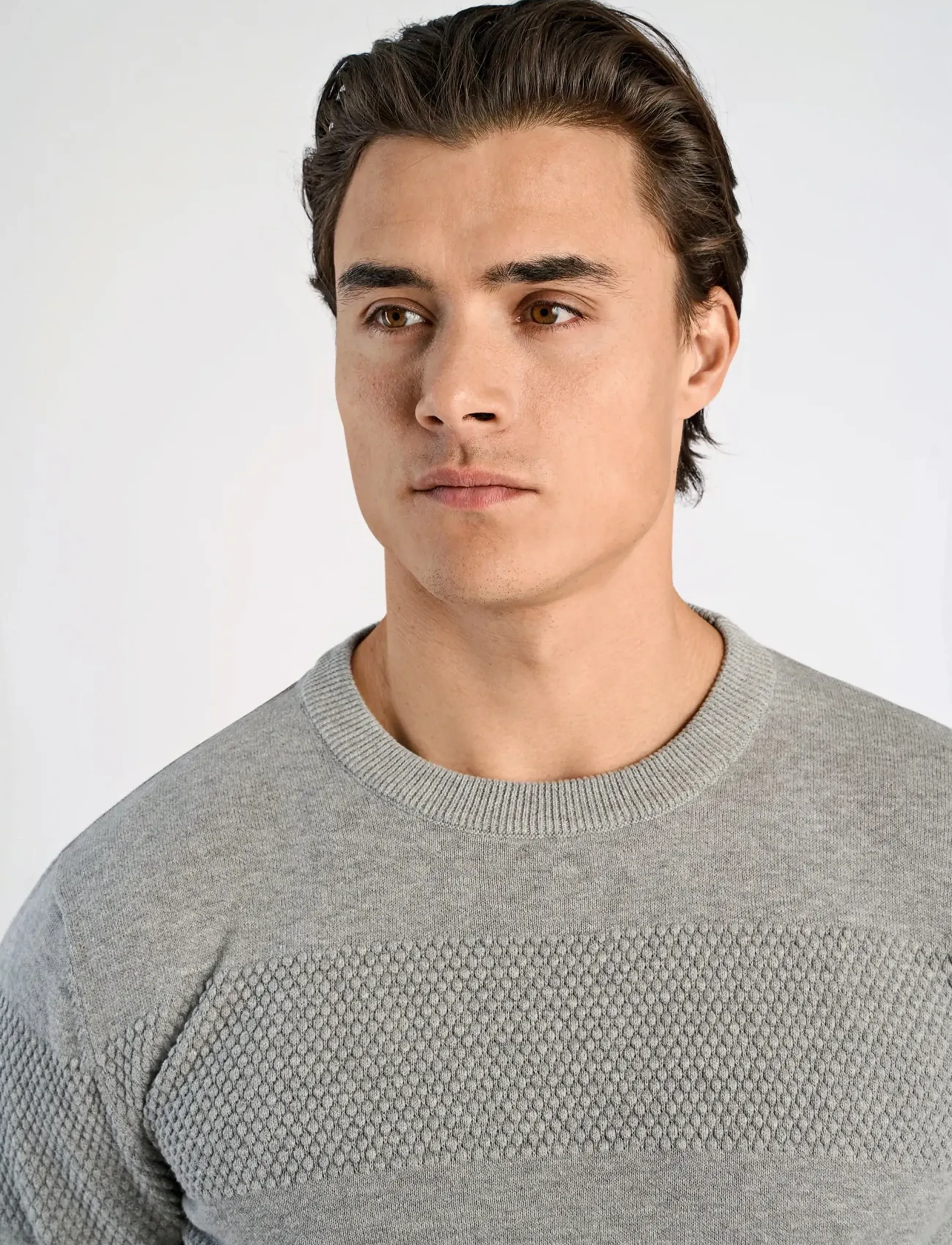Lindbergh - Purl knit o-neck jumper - trøjer - grey mel - 3