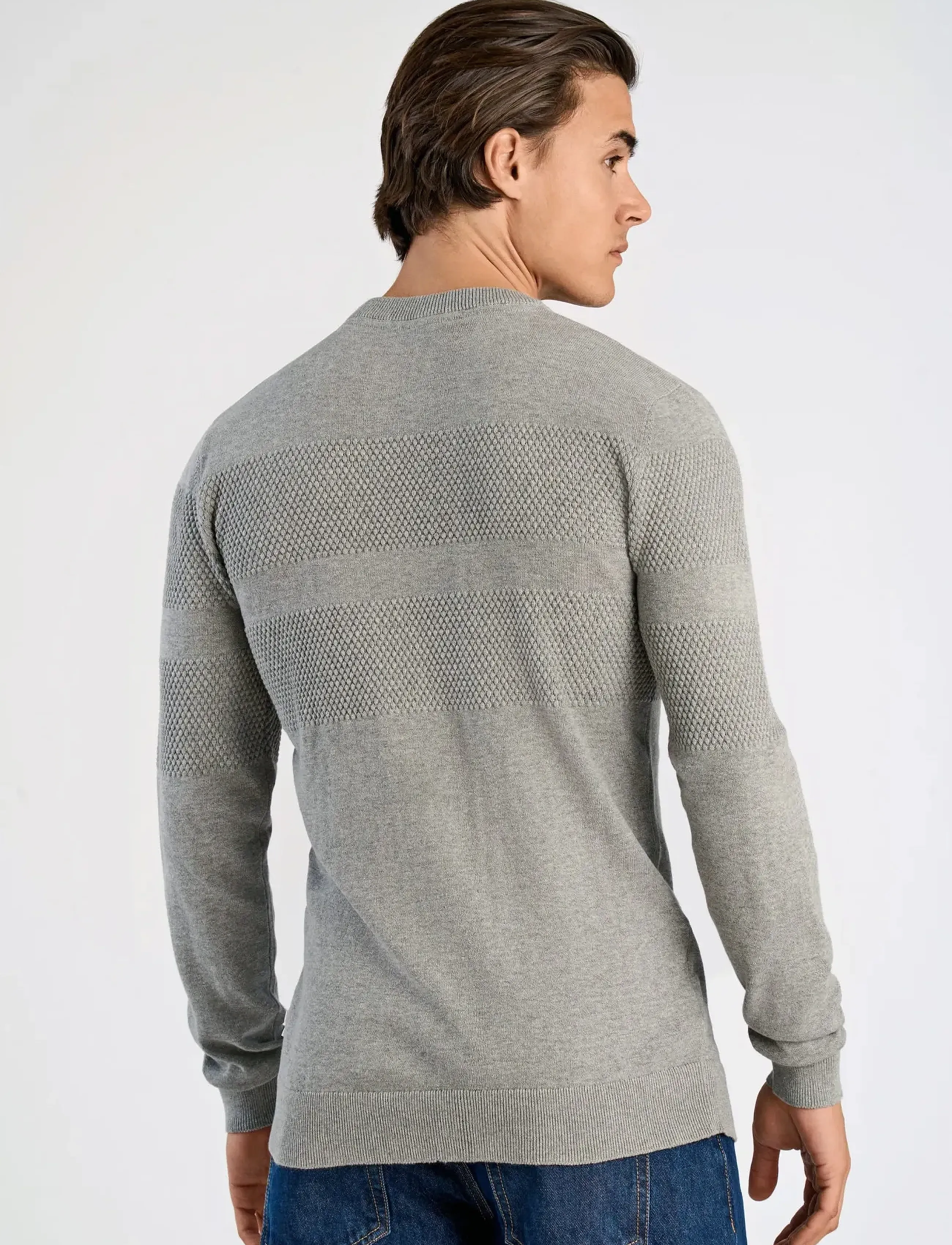 Lindbergh - Purl knit o-neck jumper - trøjer - grey mel - 4
