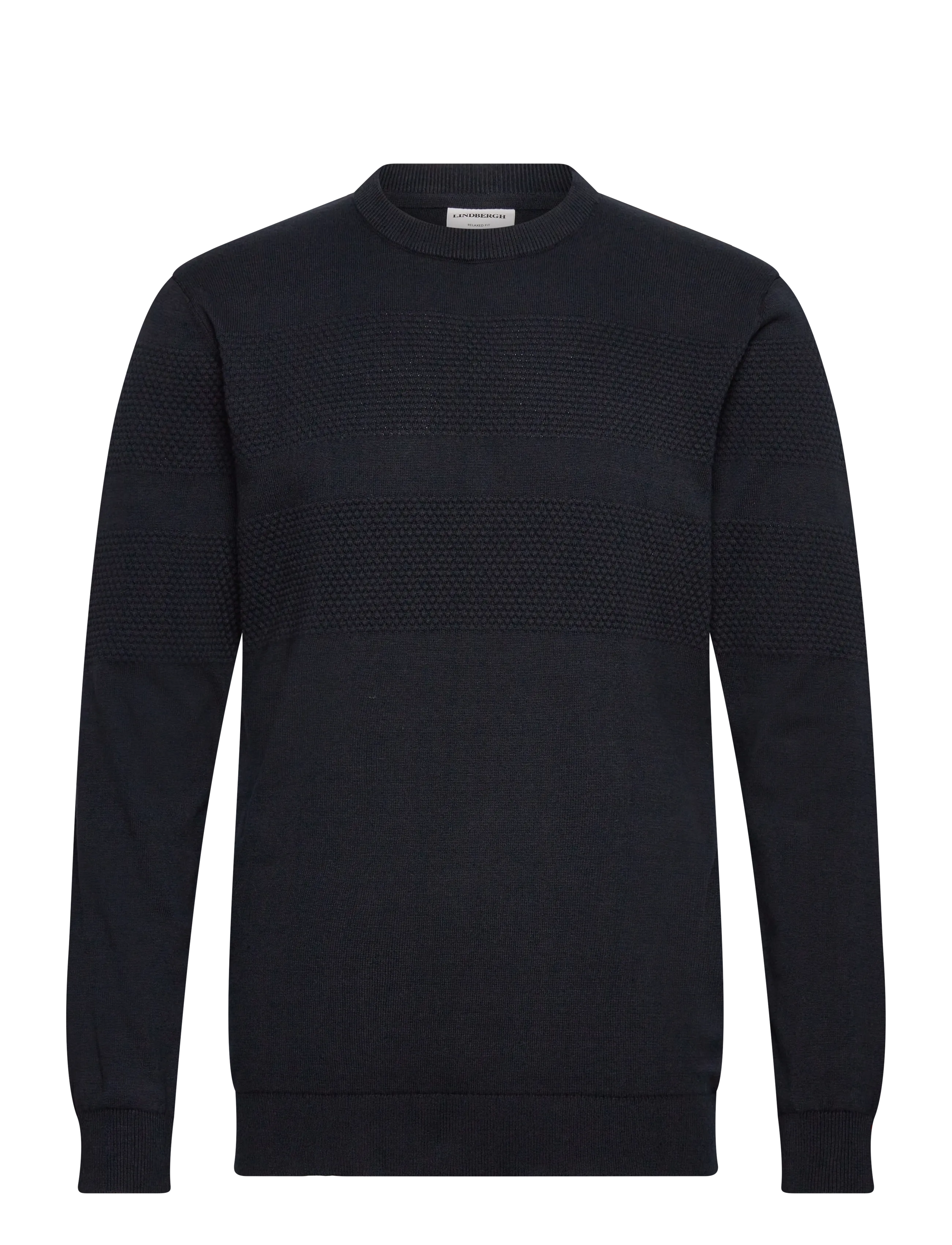 Lindbergh Purl knit o-neck jumper - Basic-Strickmode - NAVY / navy