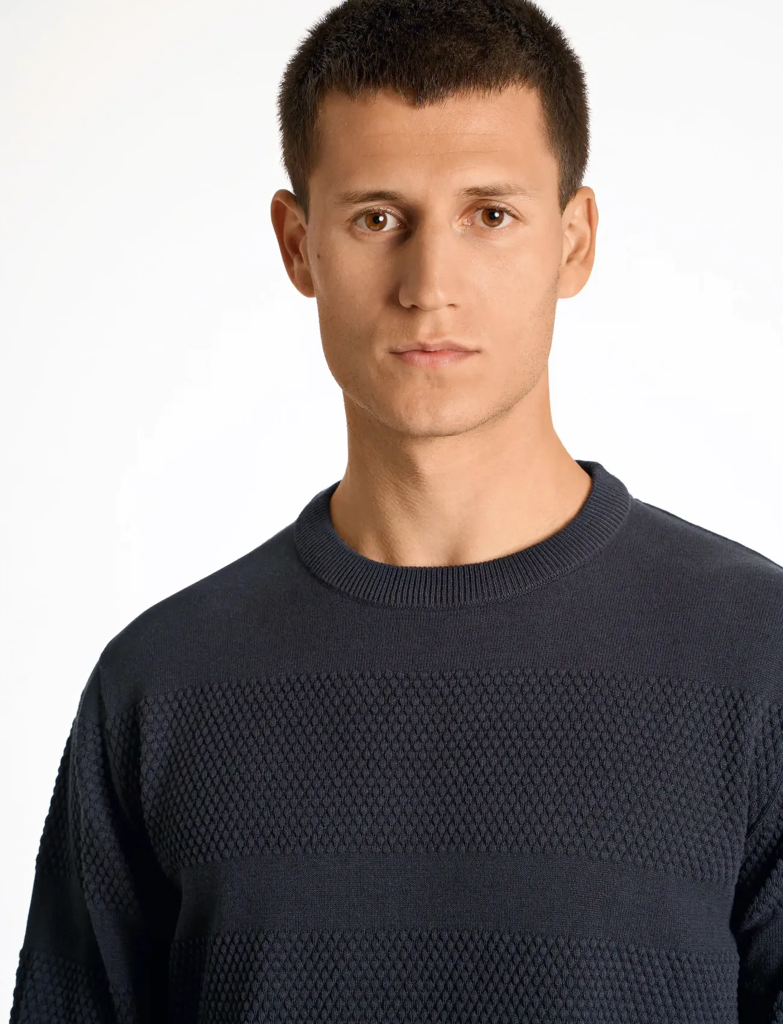 Lindbergh - Purl knit o-neck jumper - trøjer - navy - 3