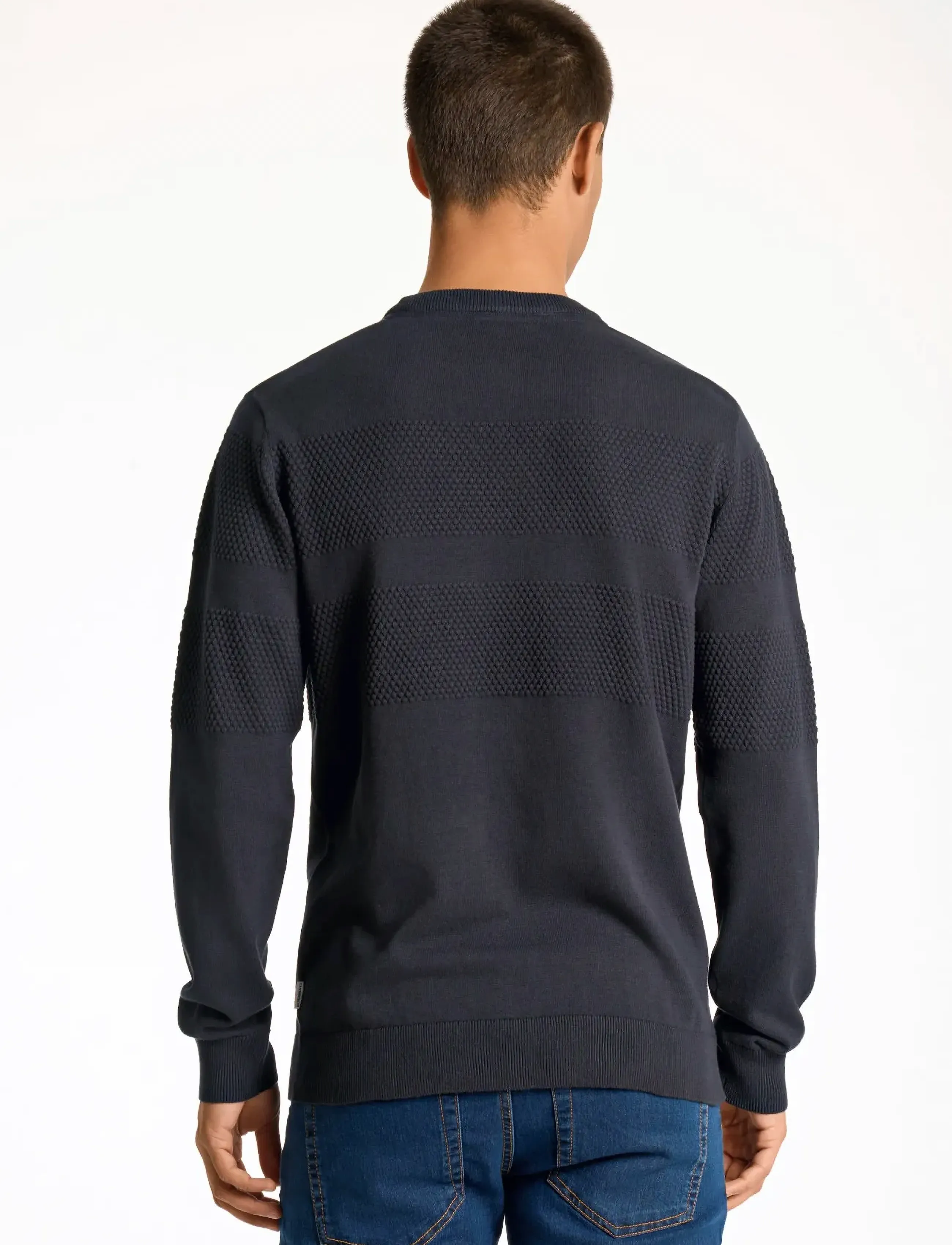 Lindbergh - Purl knit o-neck jumper - trøjer - navy - 4