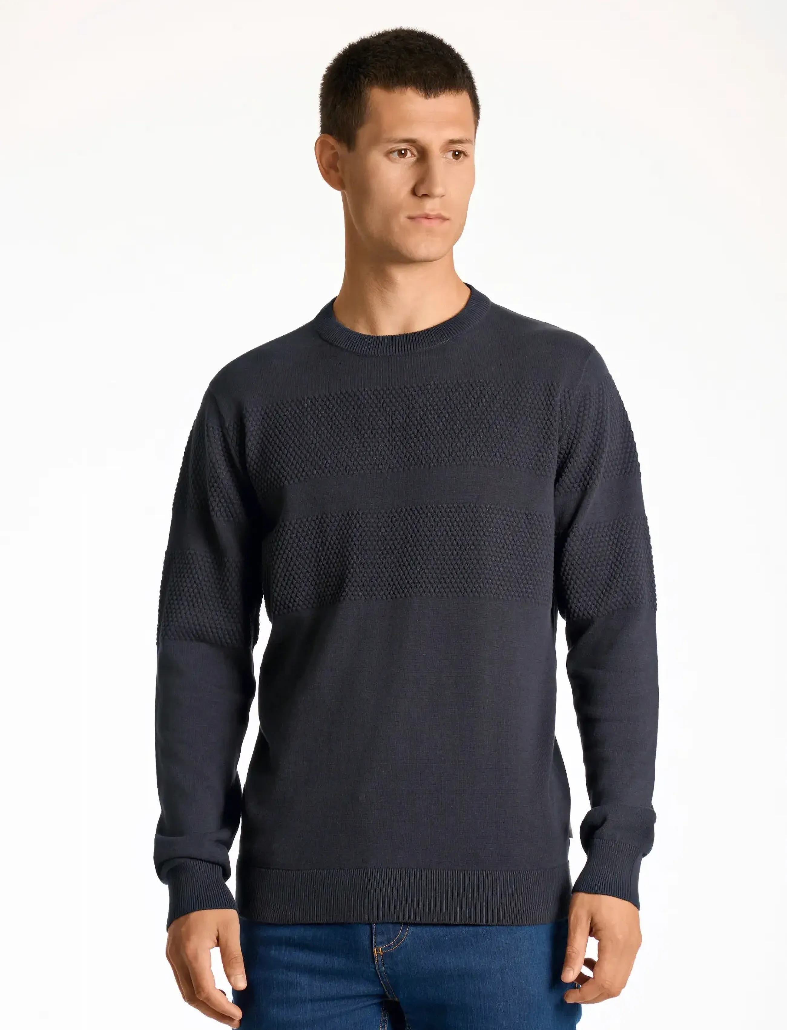 Lindbergh - Purl knit o-neck jumper - trøjer - navy - 5