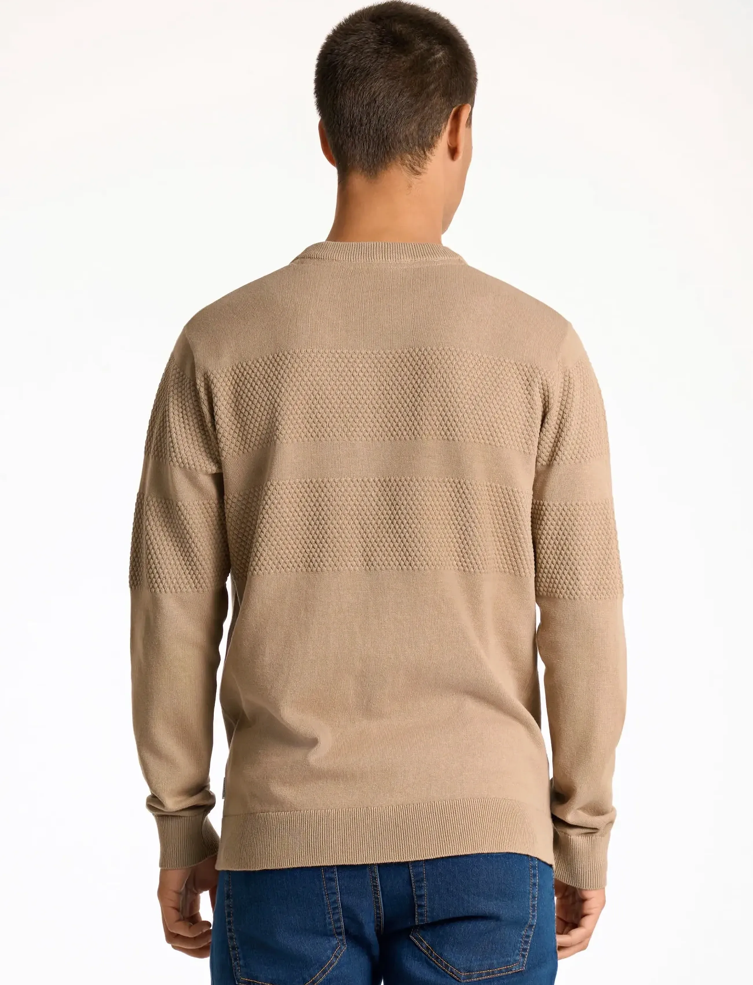 Lindbergh - Purl knit o-neck jumper - trøjer - sand - 4