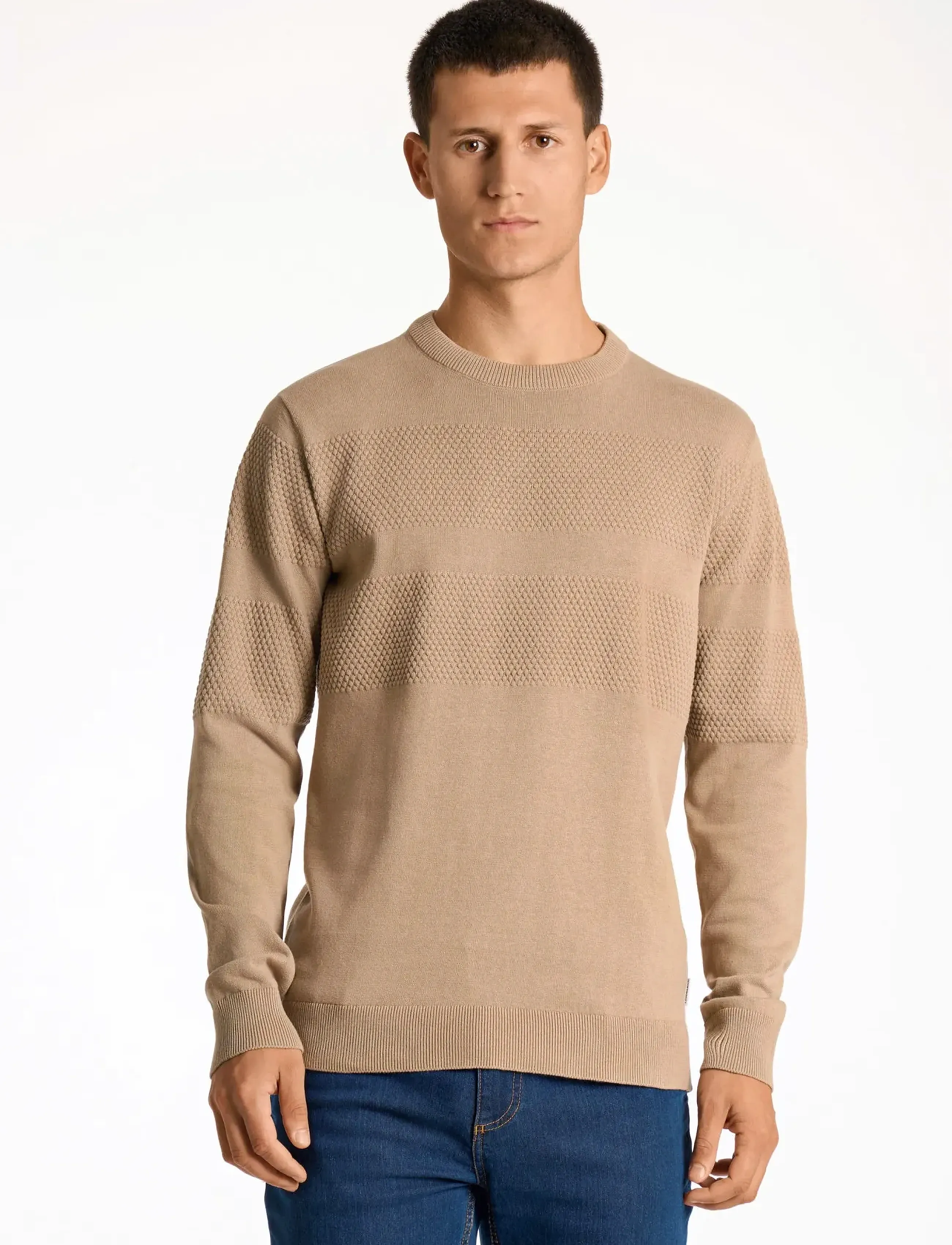 Lindbergh - Purl knit o-neck jumper - trøjer - sand - 5