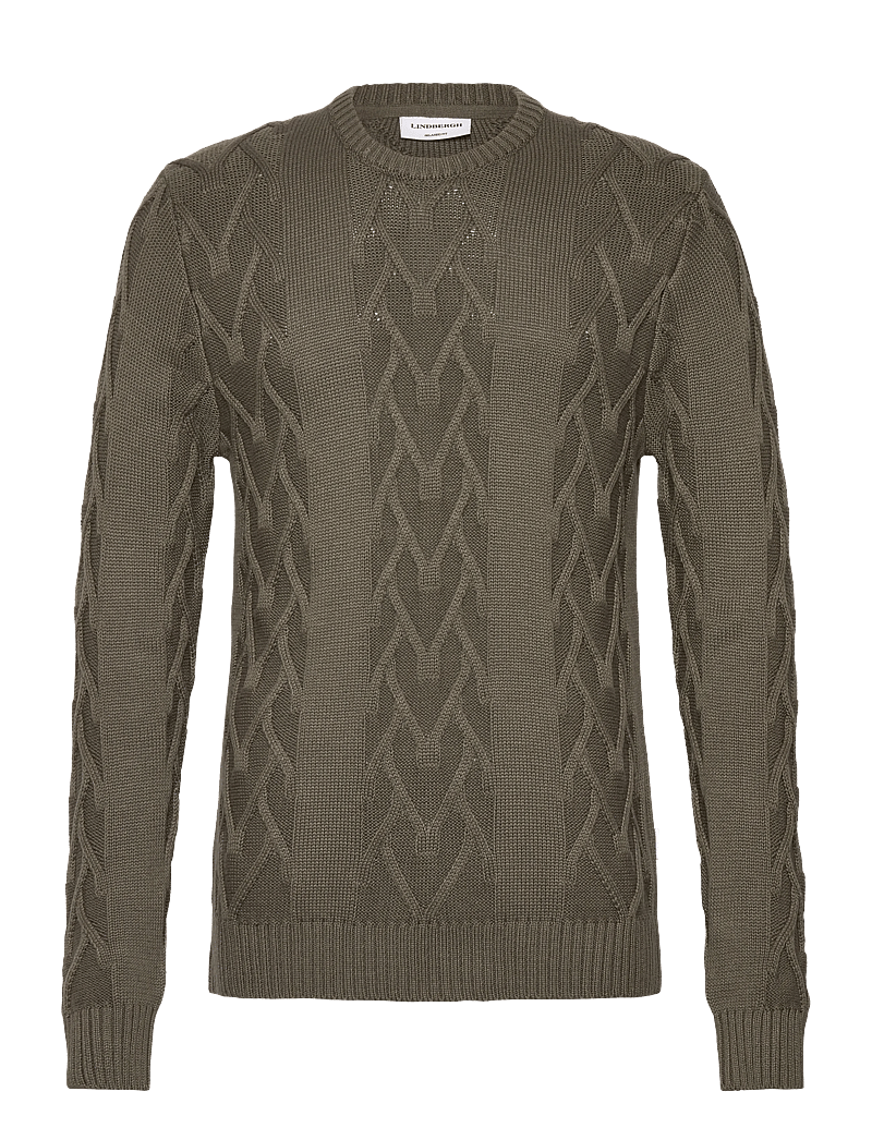 Lindbergh - Cable o-neck knit - rund hals - army mel - 0