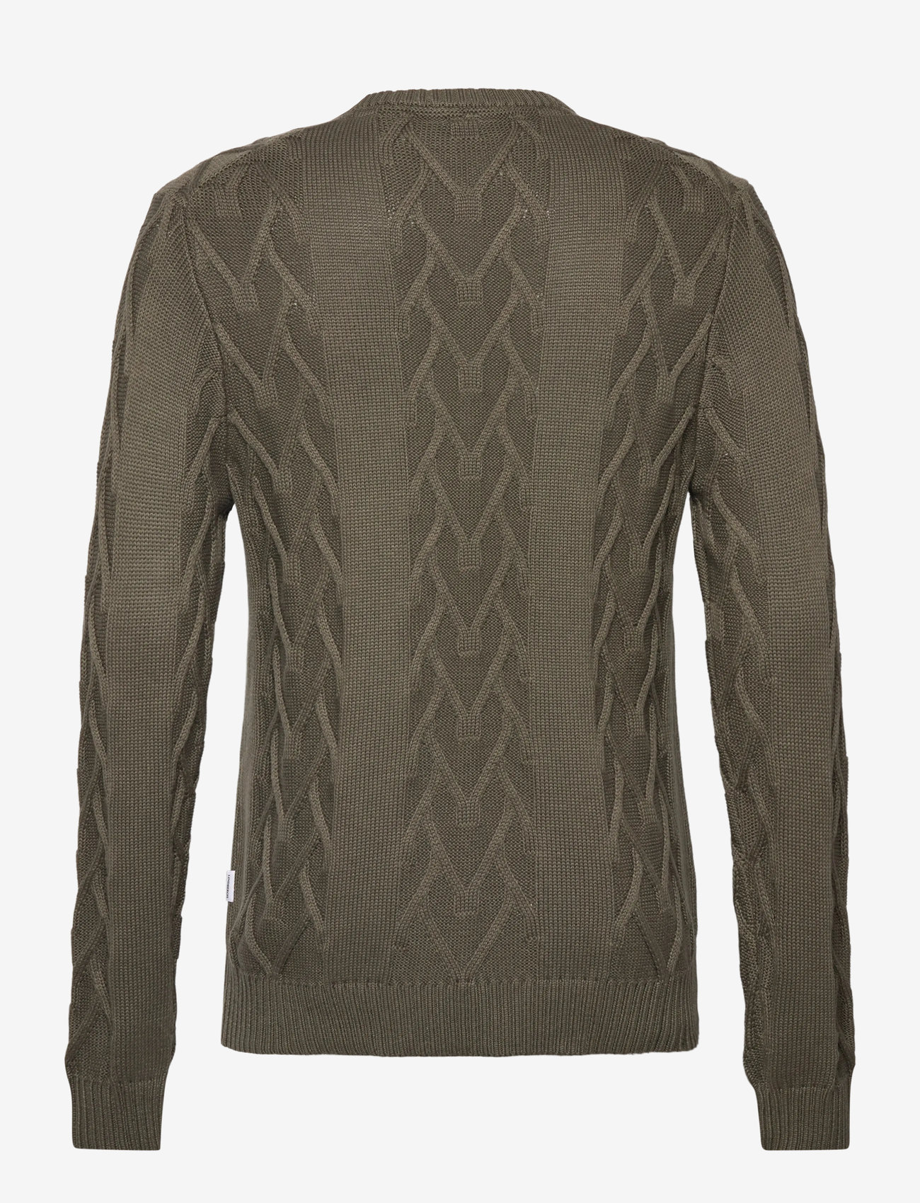 Lindbergh - Cable o-neck knit - efterårstøj - army mel - 1