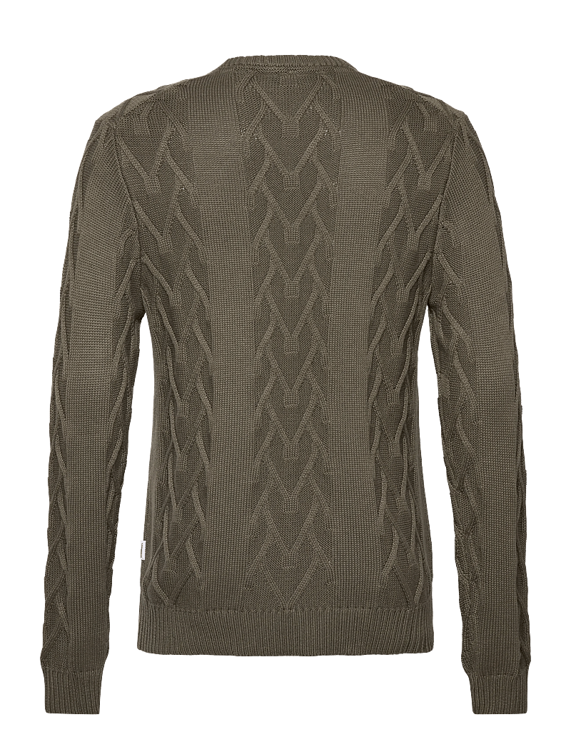 Lindbergh - Cable o-neck knit - rund hals - army mel - 1