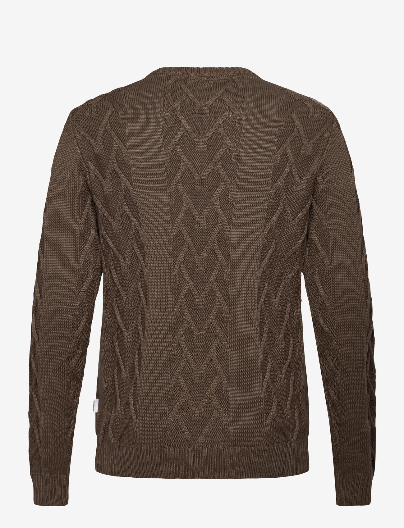 Lindbergh - Cable o-neck knit - rund hals - brown mel - 1