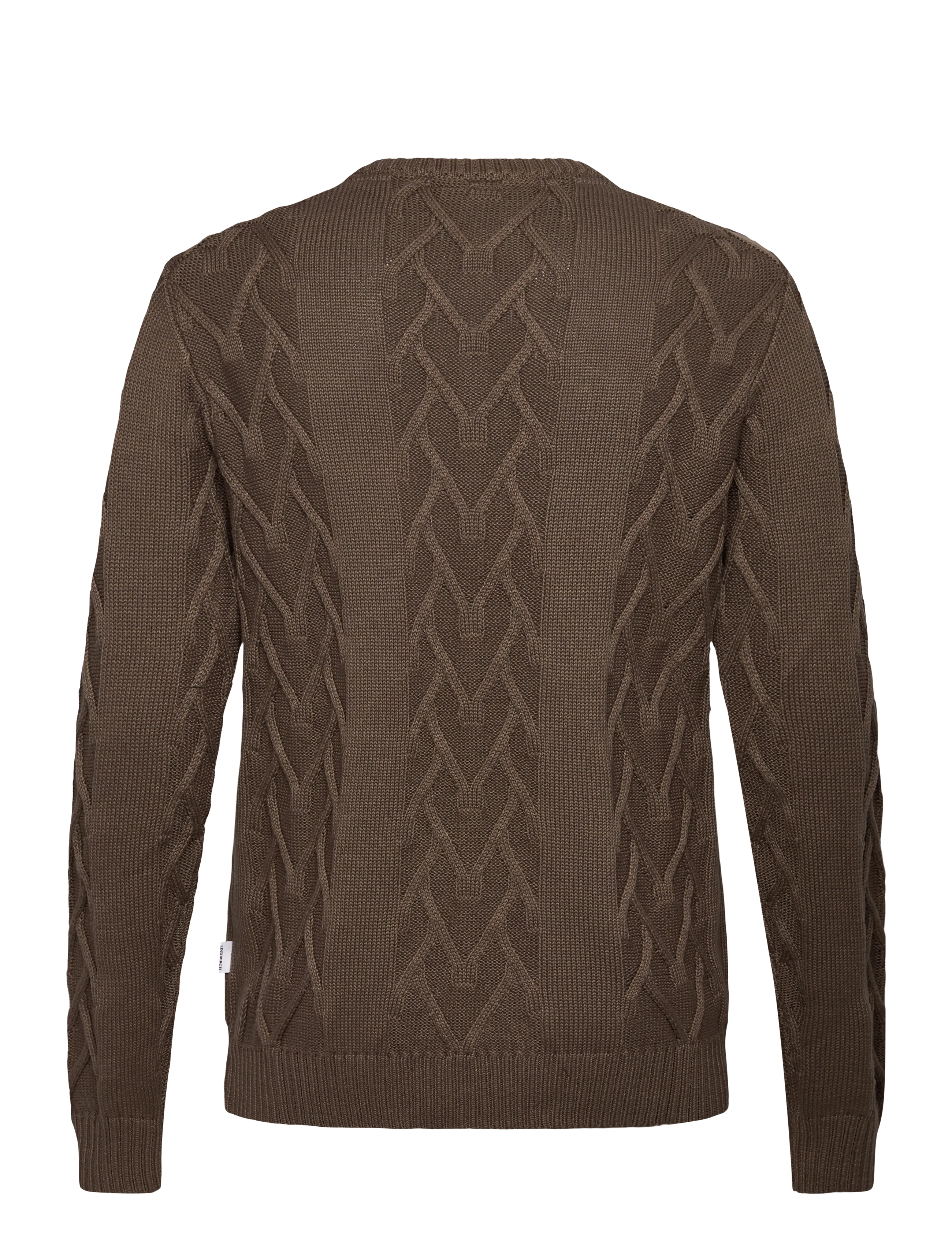 Lindbergh - Cable o-neck knit - rundhalsad - brown mel - 1