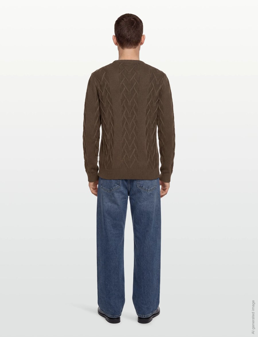 Lindbergh - Cable o-neck knit - rundhals - brown mel - 4