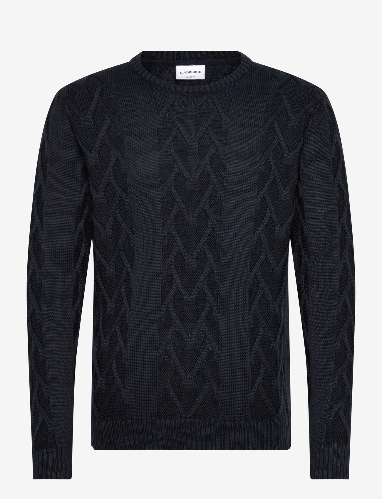 Lindbergh - Cable o-neck knit - rund hals - navy - 0