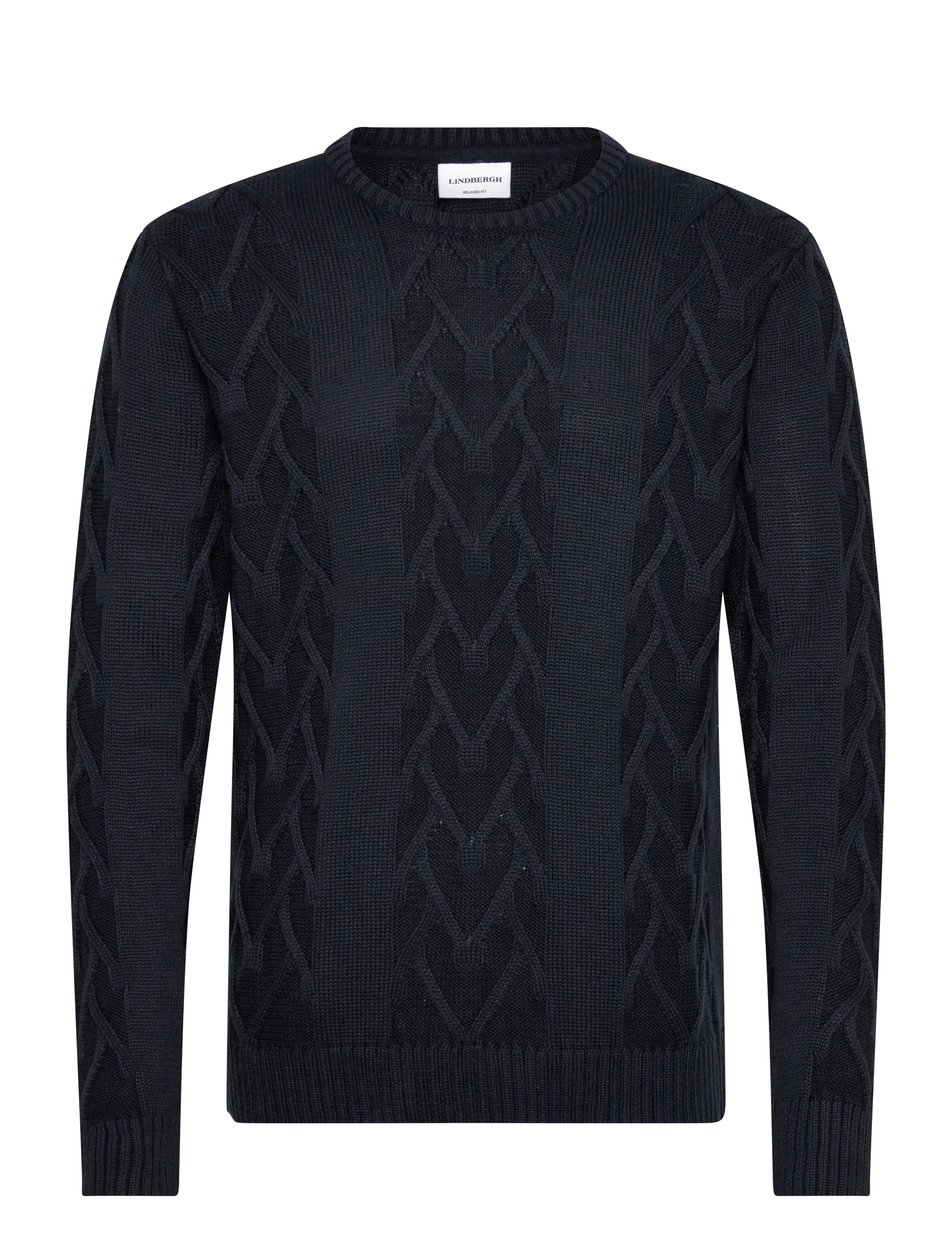 Cable o-neck knit - NAVY