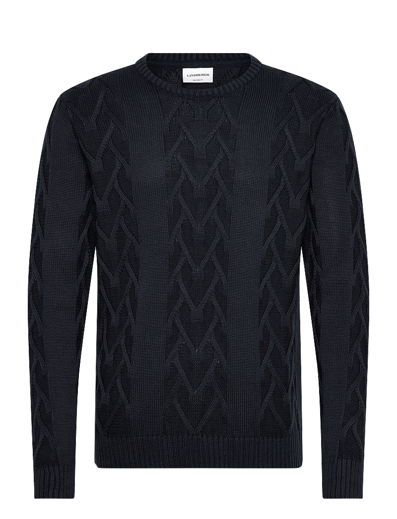 Lindbergh - Cable o-neck knit - rund hals - navy - 0