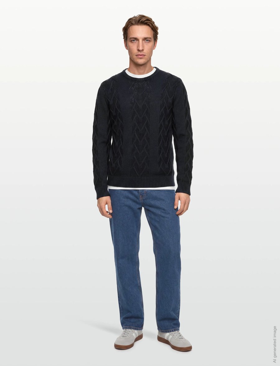 Lindbergh - Cable o-neck knit - rundhals - navy - 0