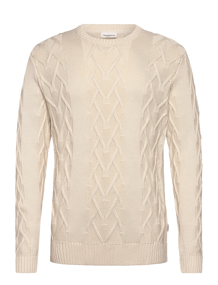 Lindbergh - Cable o-neck knit - round necks - off white - 0