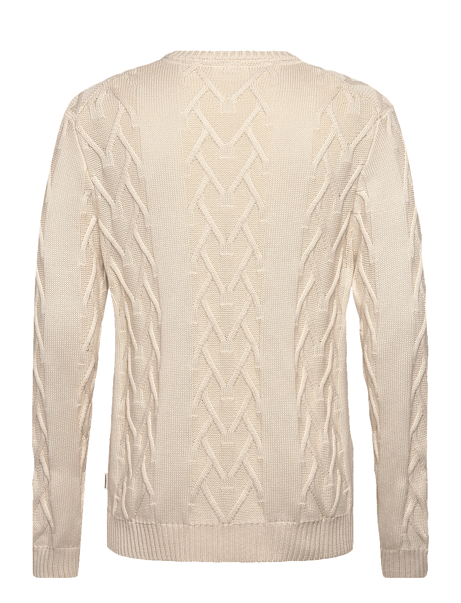 Lindbergh - Cable o-neck knit - rundhalsad - off white - 1