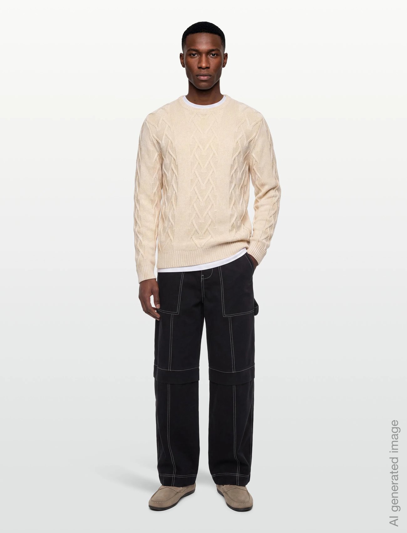 Cable o-neck knit - OFF