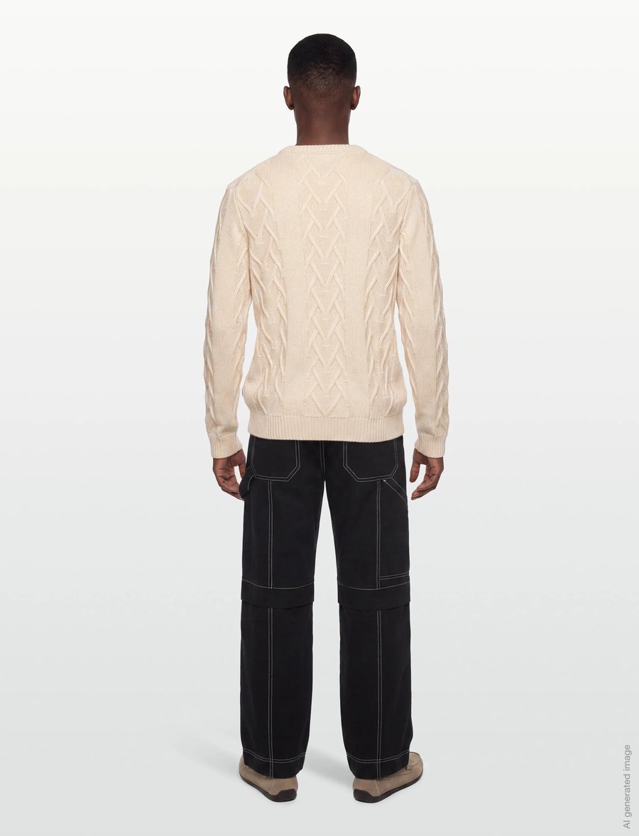 Lindbergh - Cable o-neck knit - rund hals - off white - 4