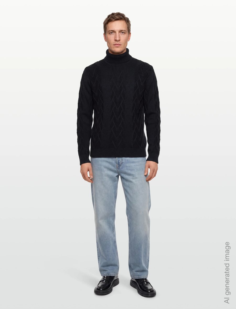 Lindbergh - Cable roll-neck knit - rollkragenpullover - navy - 0