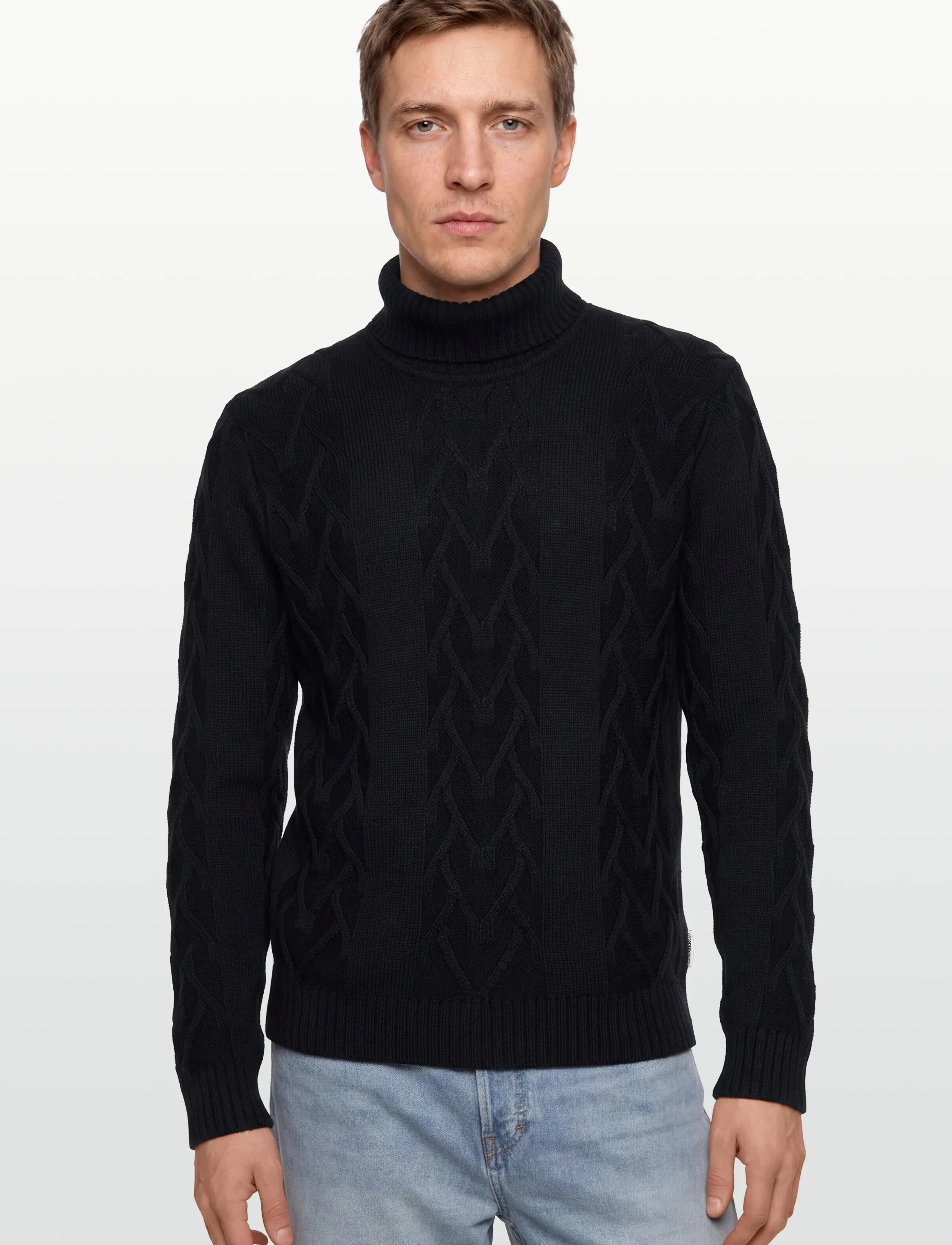 Lindbergh - Cable roll-neck knit - polokrage - navy - 3