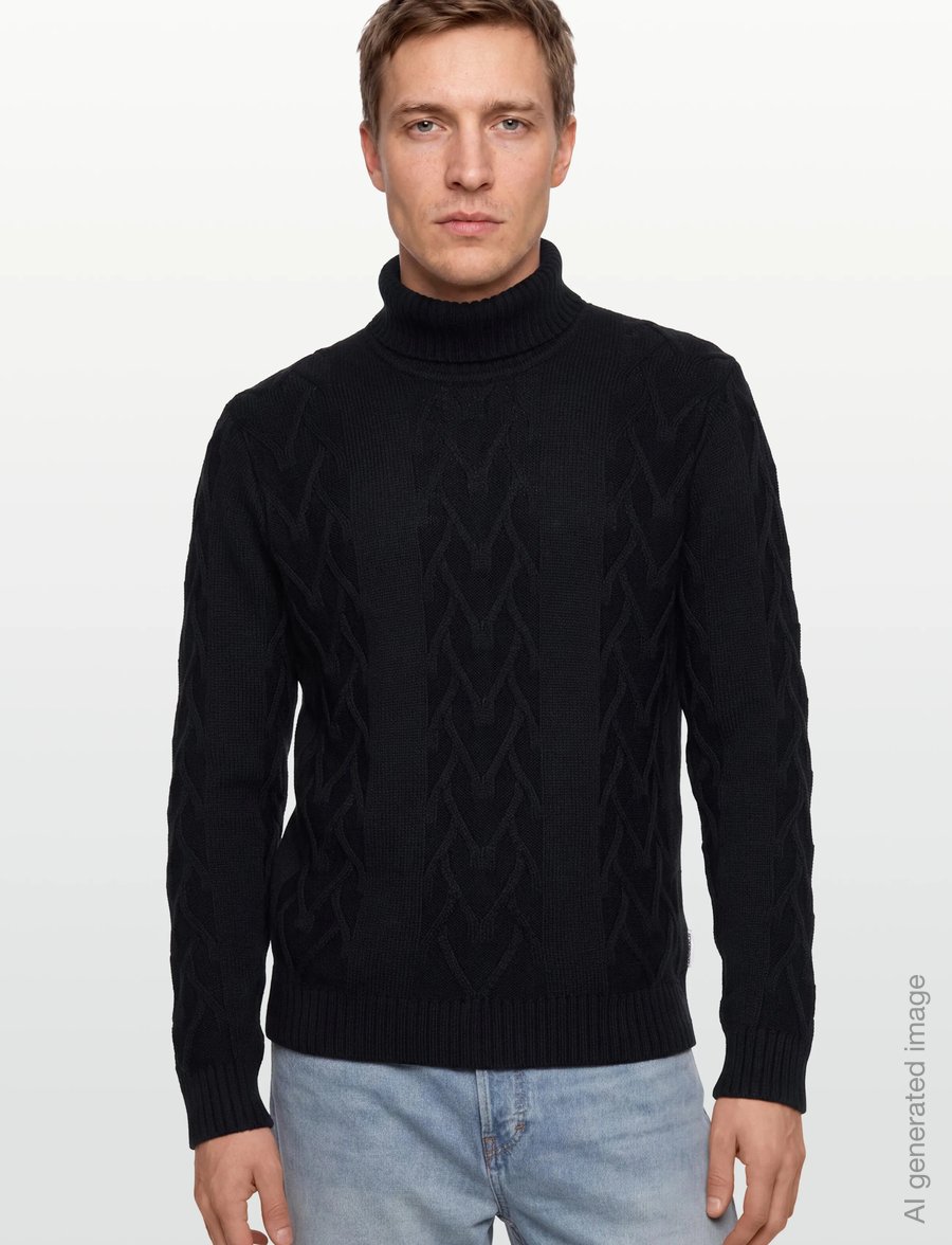 Lindbergh - Cable roll-neck knit - rollkragenpullover - navy - 3