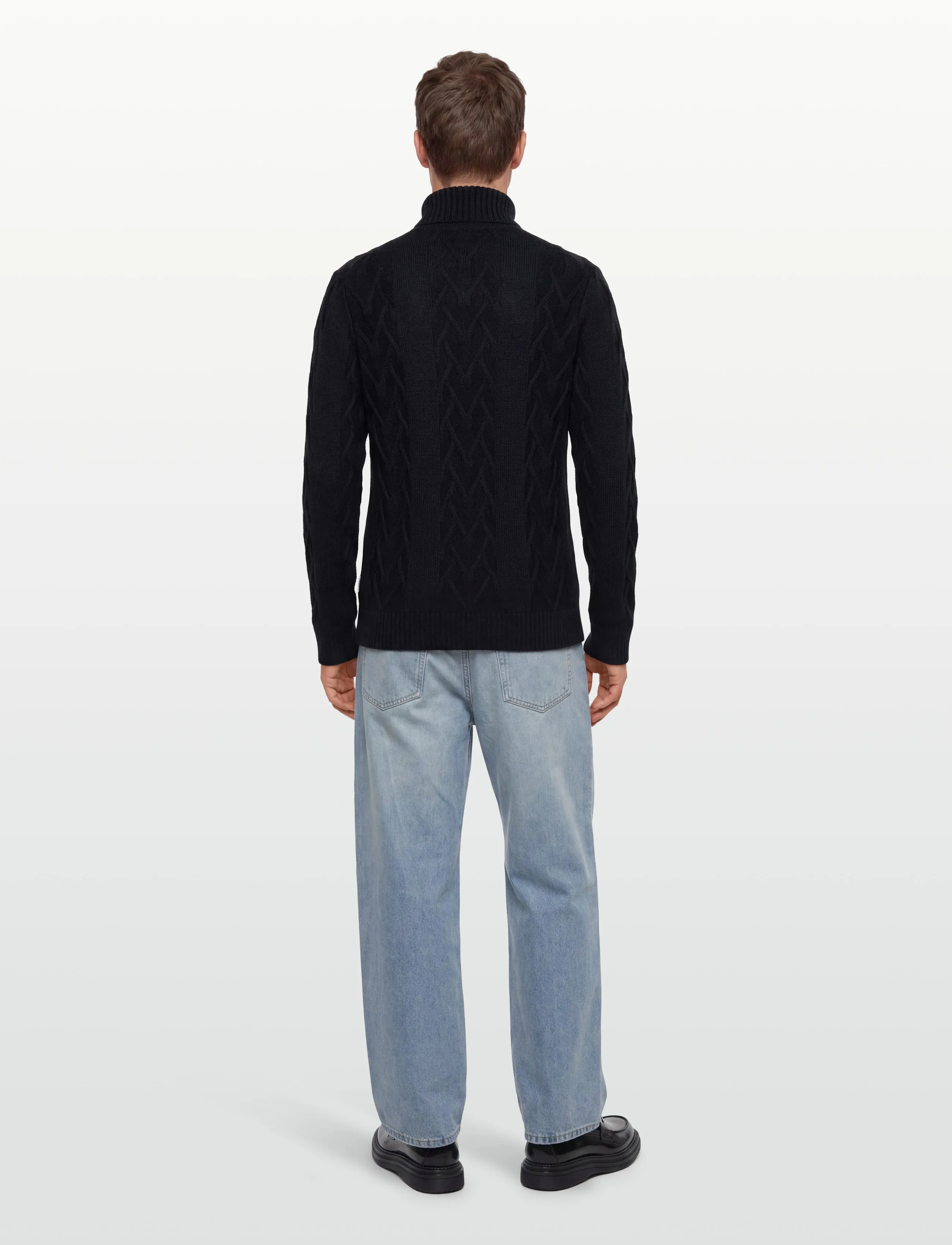 Lindbergh - Cable roll-neck knit - polokrage - navy - 4