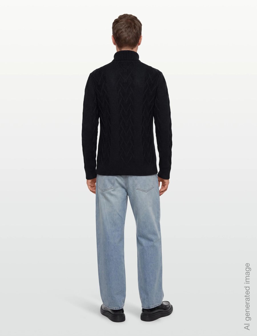 Lindbergh - Cable roll-neck knit - rollkragenpullover - navy - 4