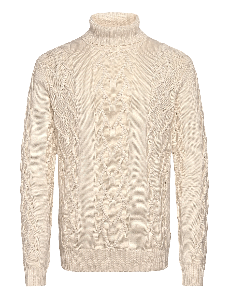 Lindbergh - Cable roll-neck knit - turtlenecks - off white - 1