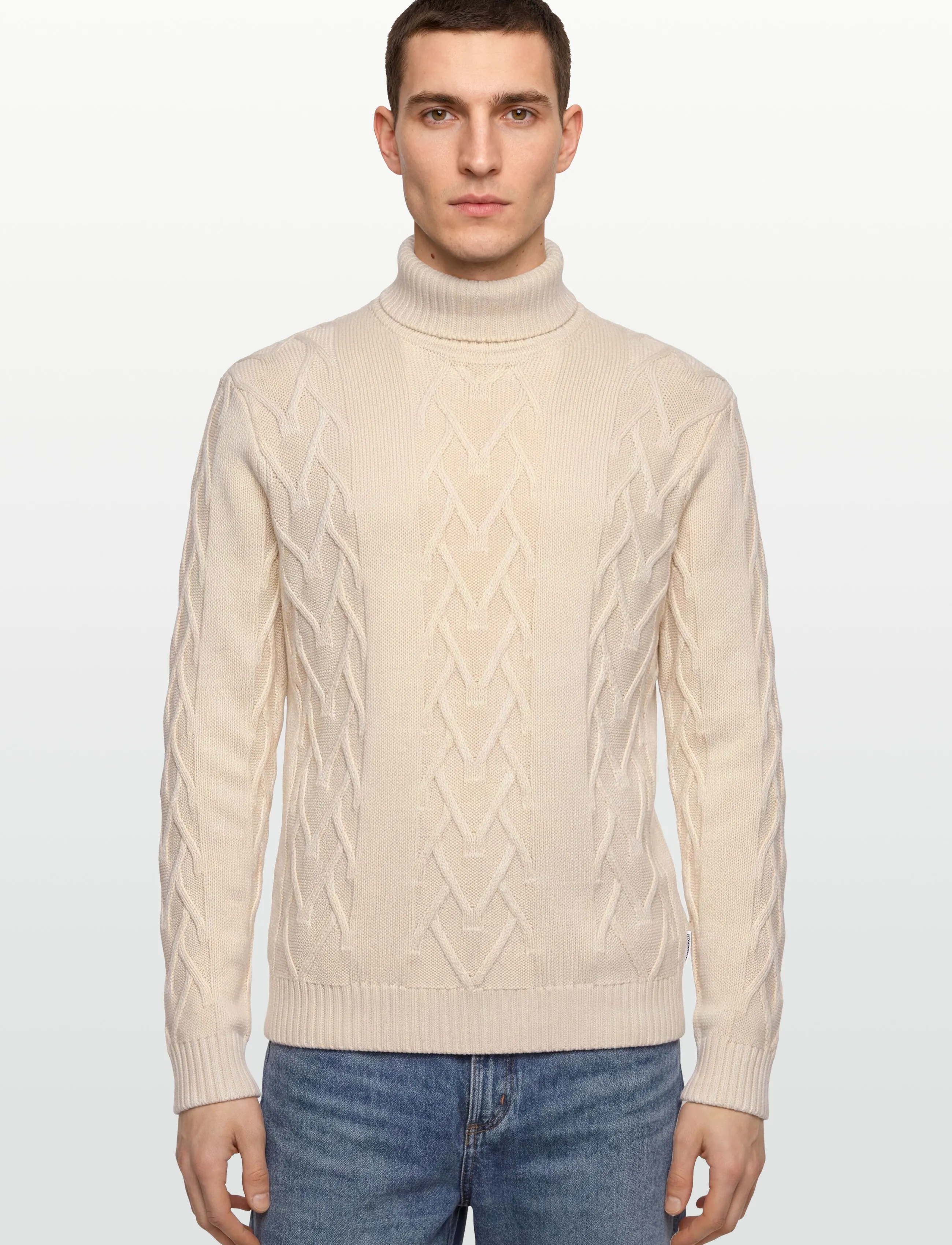 Lindbergh - Cable roll-neck knit - polokrage - off white - 3