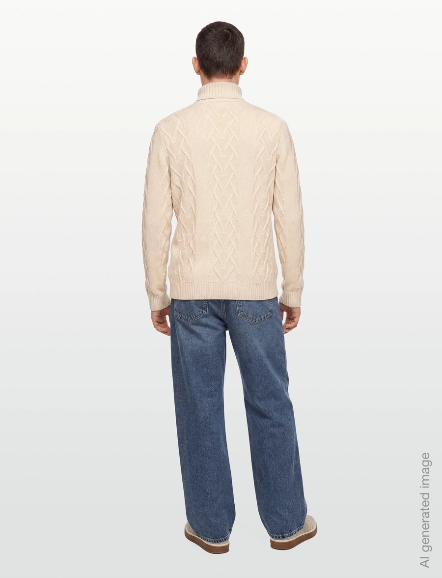 Lindbergh - Cable roll-neck knit - turtlenecks - off white - 4