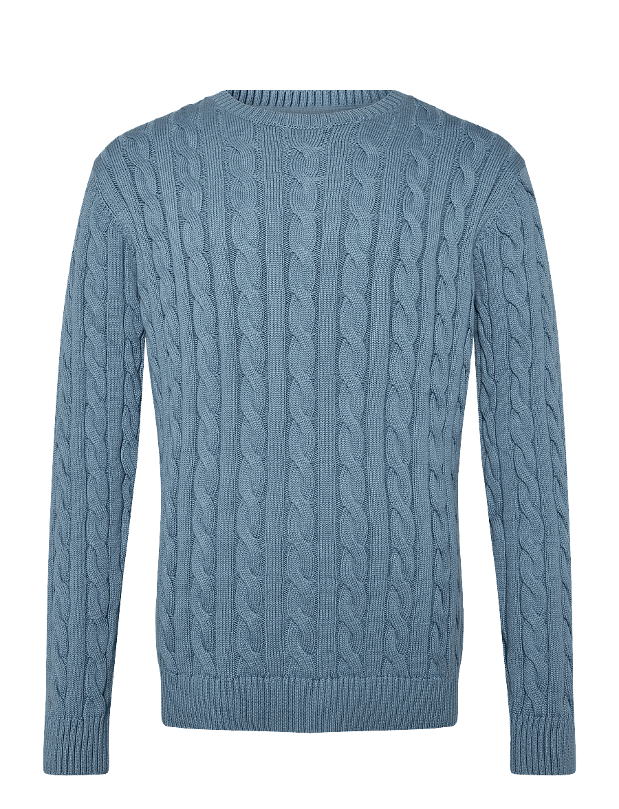Lindbergh - Cabel knit - round necks - mid blue - 0