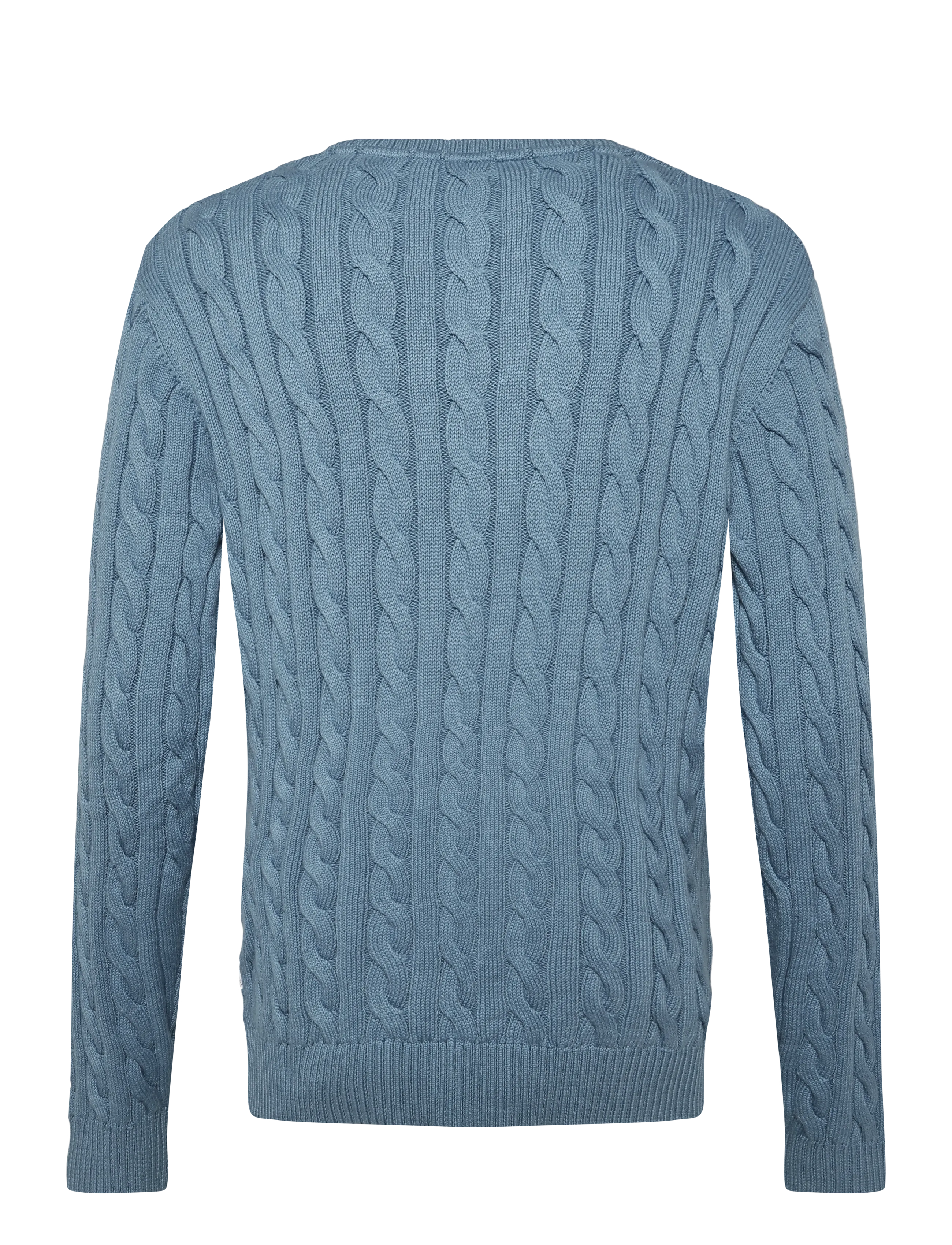 Lindbergh - Cabel knit - round necks - mid blue - 1