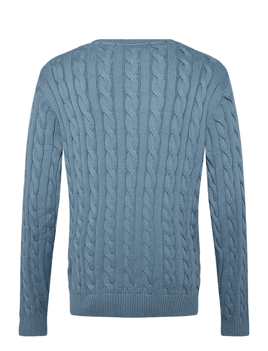 Lindbergh - Cabel knit - round necks - mid blue - 1