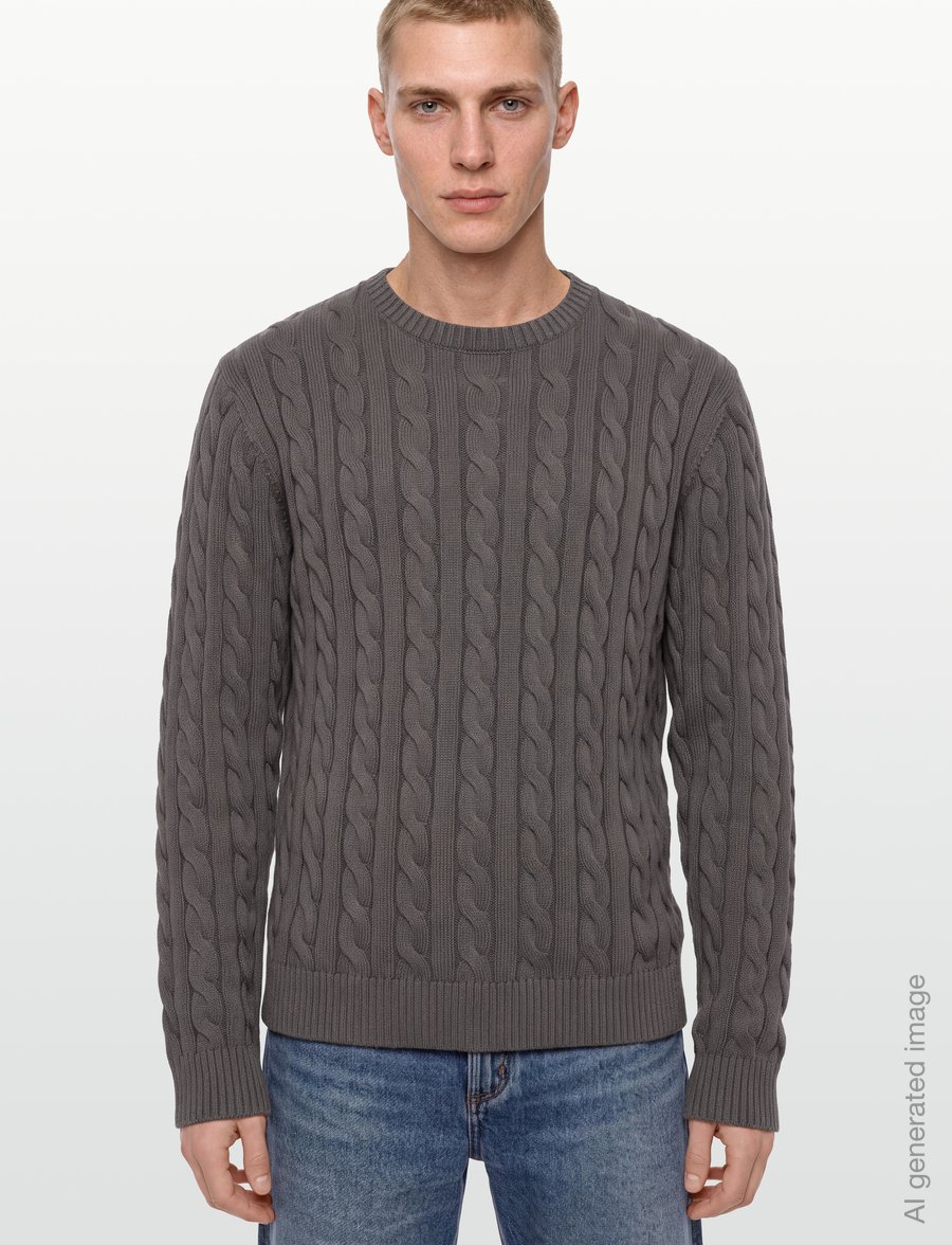 Lindbergh - Cabel knit - round necks - stone grey - 3