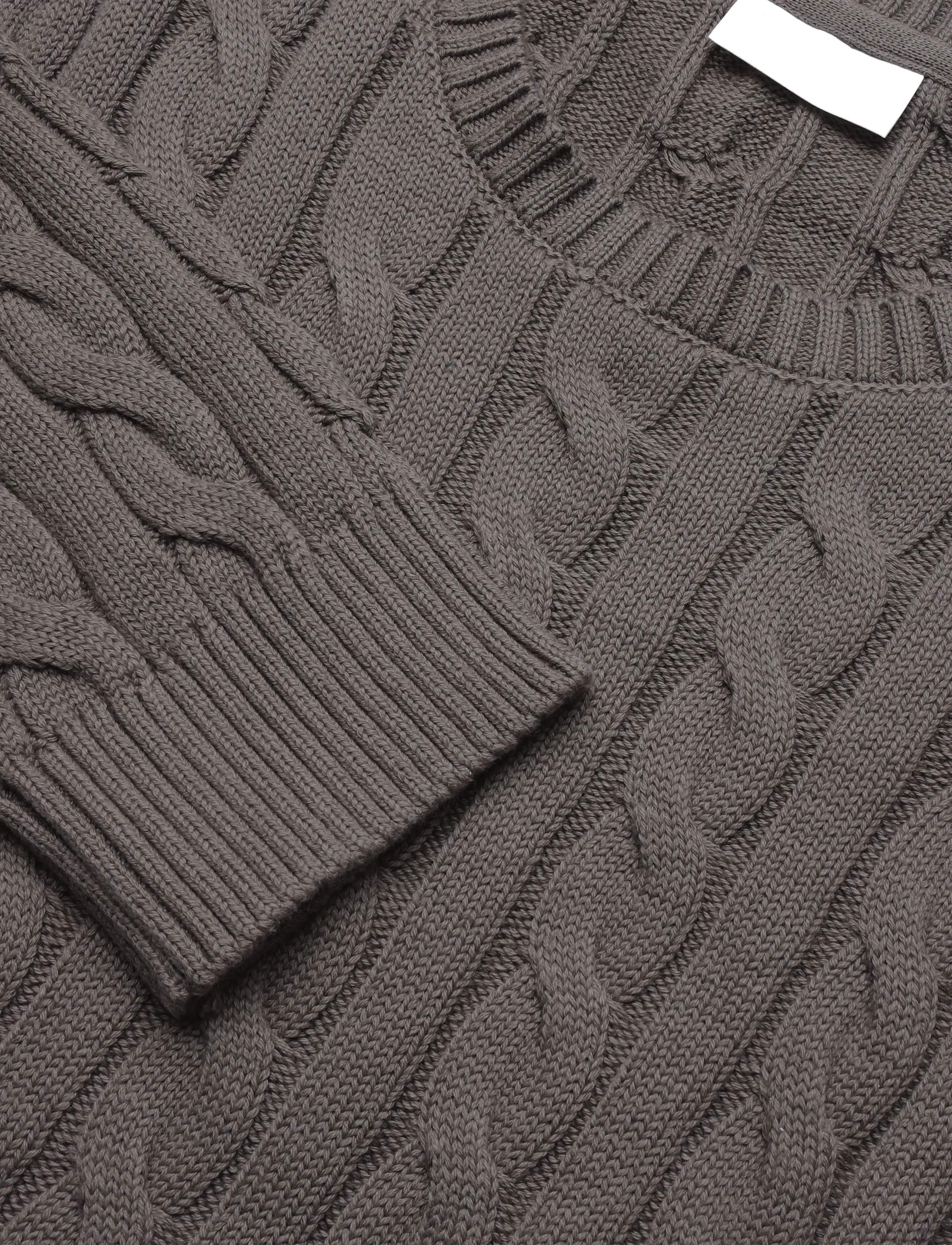 Lindbergh - Cabel knit - round necks - stone grey - 2