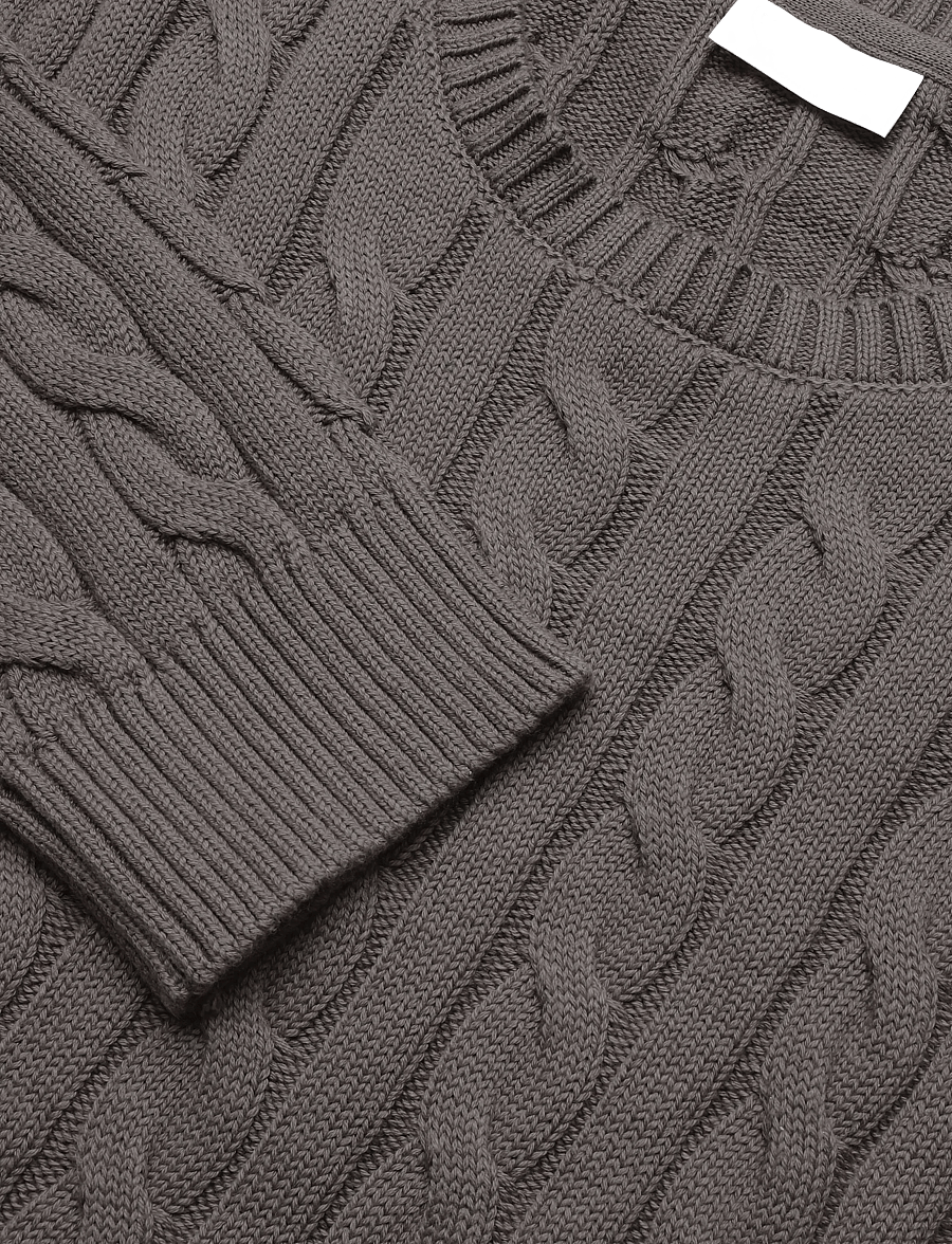 Lindbergh - Cabel knit - round necks - stone grey - 2