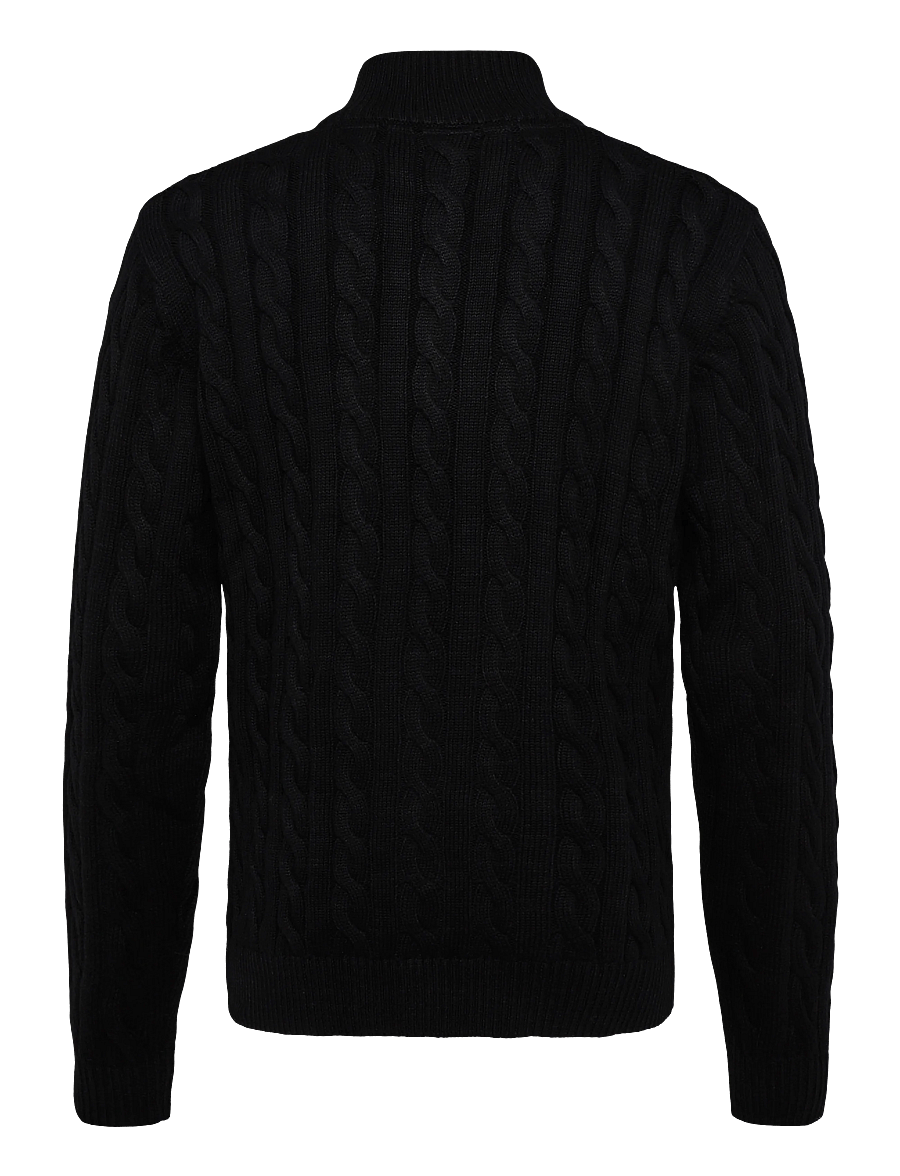 Lindbergh - Cabel zip-neck knit - half zip jumpers - black - 1